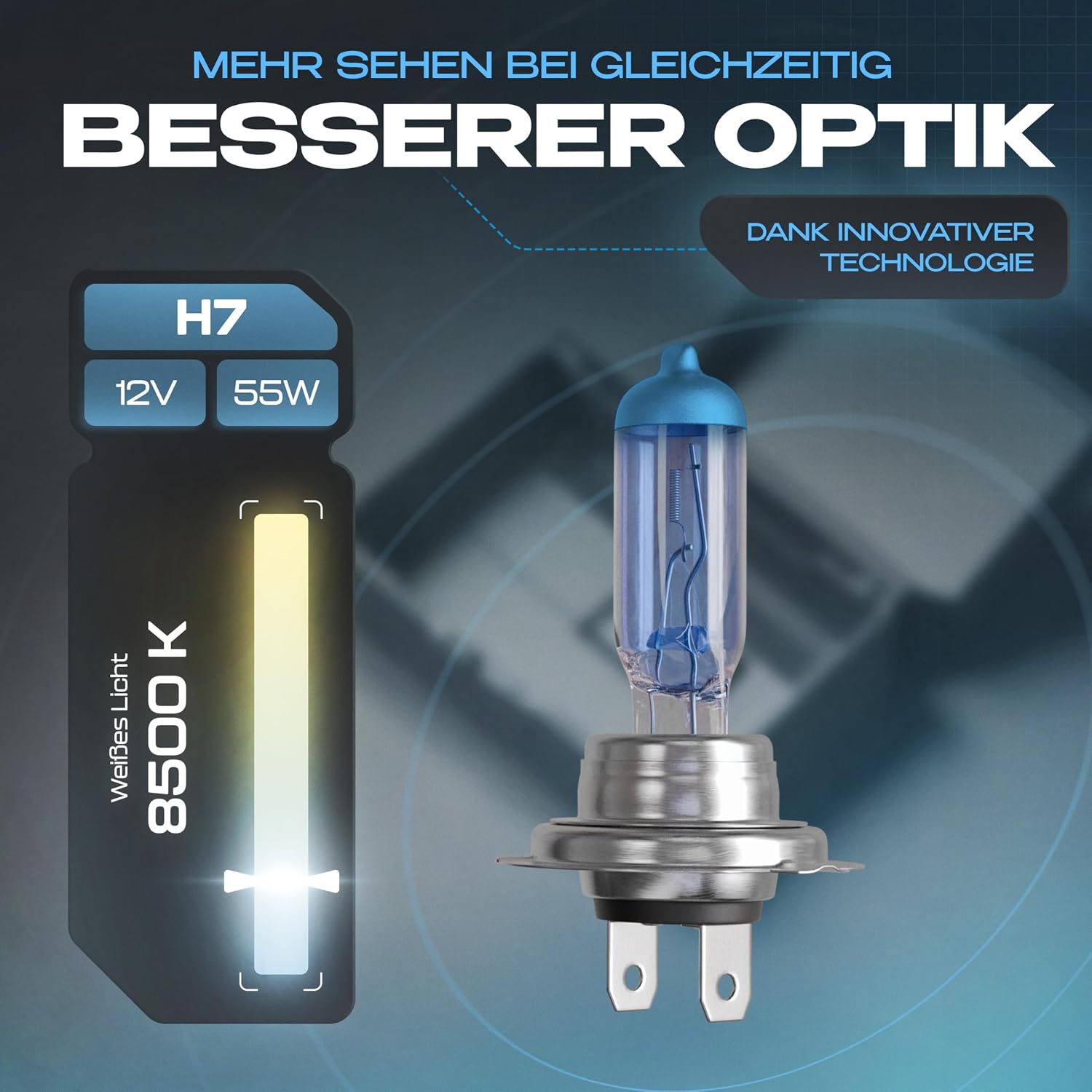 Detalle de Gread 2x H7 Halogenlampen „super-white“ (8500K) mit E-Prüfzeichen – Xenon-Optik