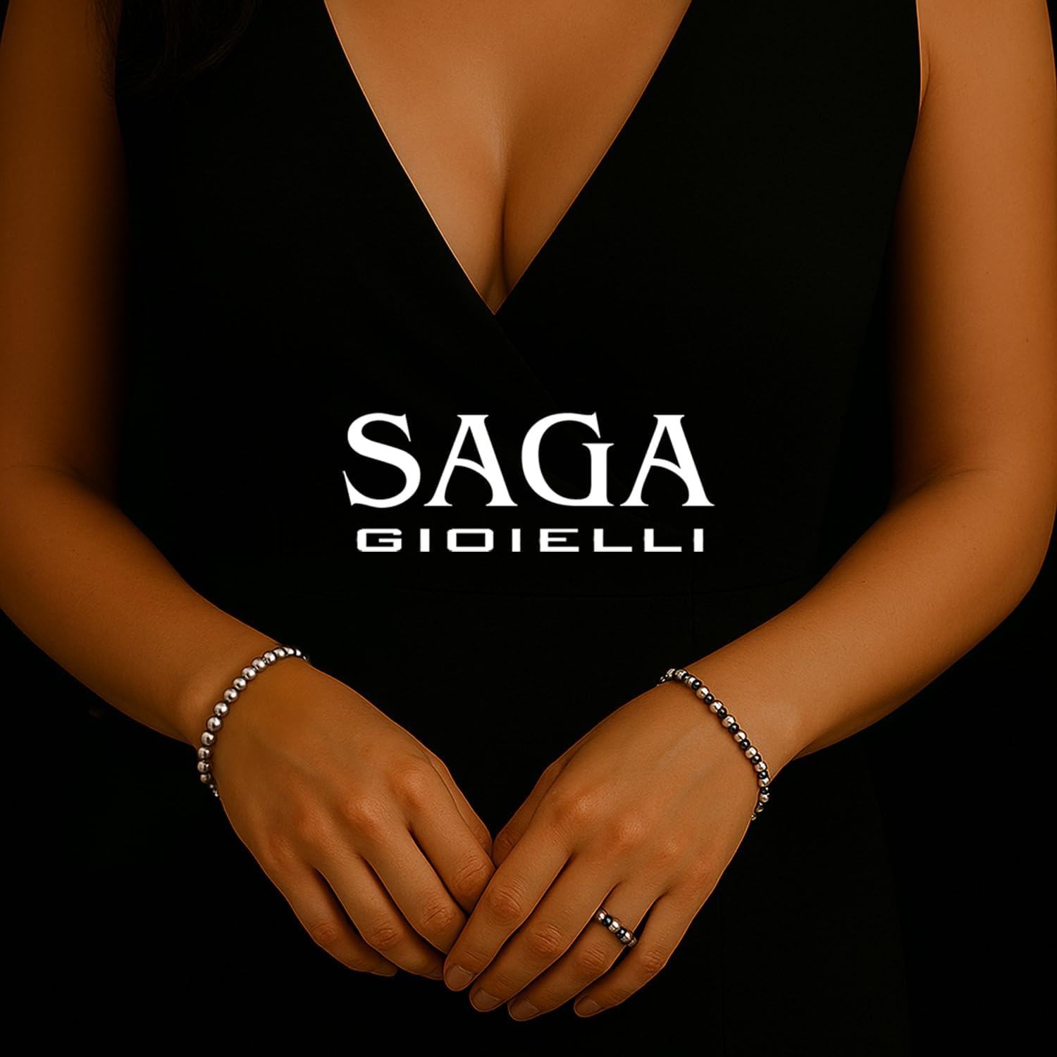 Thumbnail 2 de SAGA GIOIELLI Bracciale Unisex Uomo Donna 18+3 cm in Acciaio con Sfere 4 mm – confezione regalo