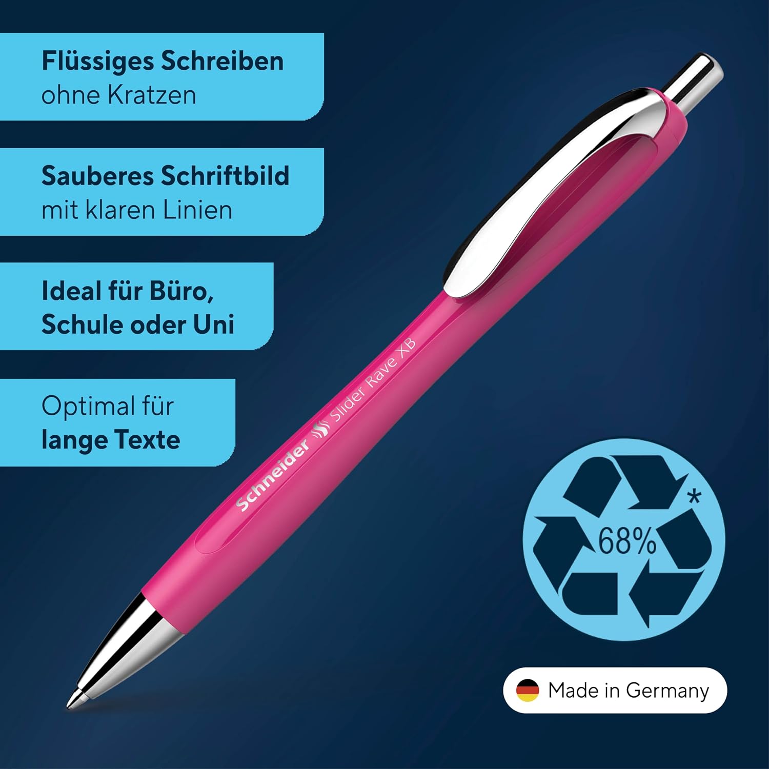 Detalle de Schneider Slider Rave XB Kugelschreiber-Set, 4 Stück – Schwarz + 3 Farben