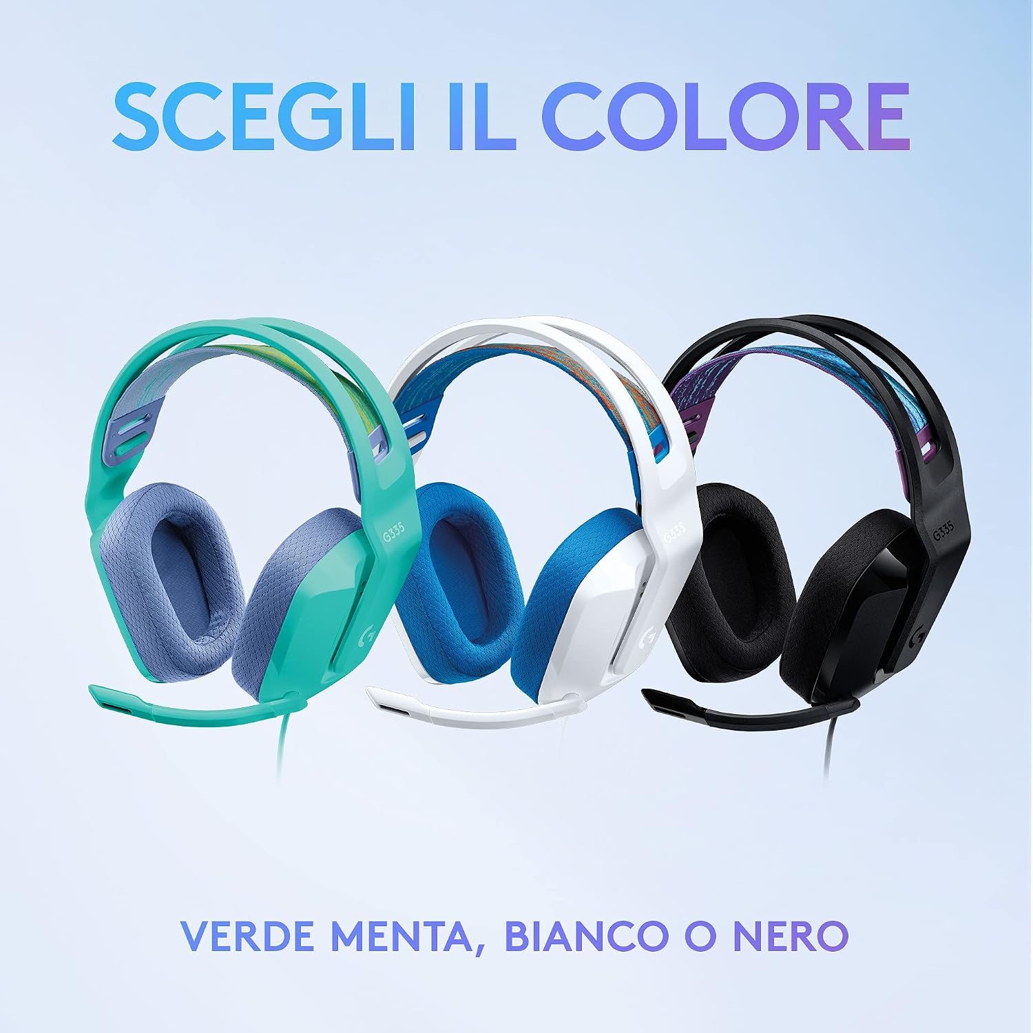 Thumbnail 6 de Logitech G335: cuffie gaming cablate da 3,5 mm, bianco, comfort memory foam e microfono flip-to-mute