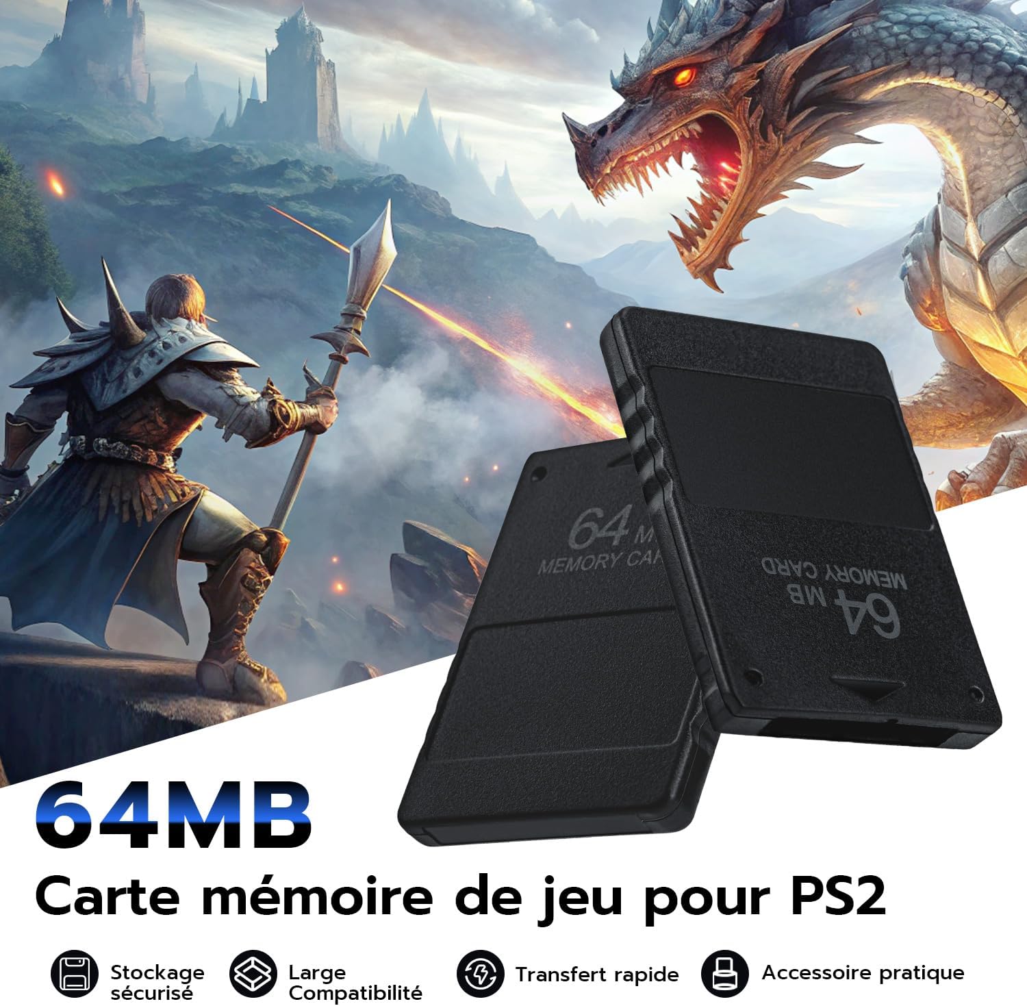 Thumbnail 1 de Wigearss Carte mémoire 64 Mo pour PS2