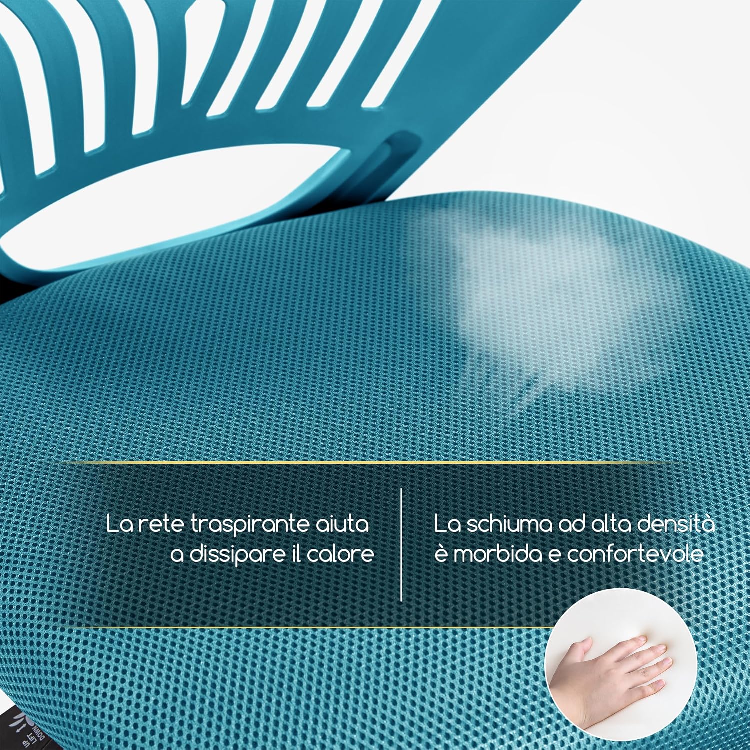 Thumbnail 5 de Yaheetech Sedia Ufficio Senza Braccioli con Ruote, Ergonomica e Regolabile, Turchese