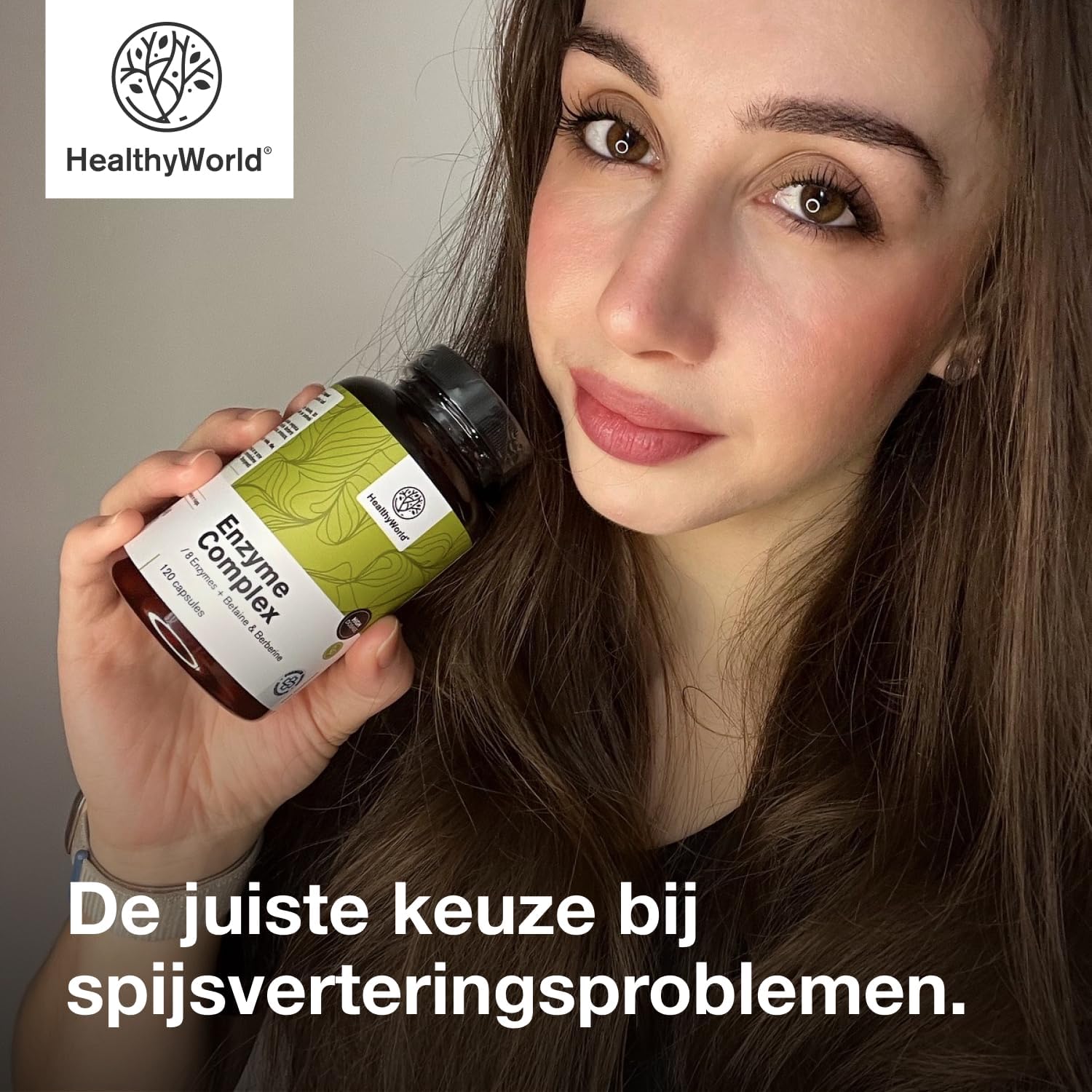 Thumbnail 5 de HealthyWorld Enzymcomplex capsules met 8 enzymen, berberine en betaïne HCl