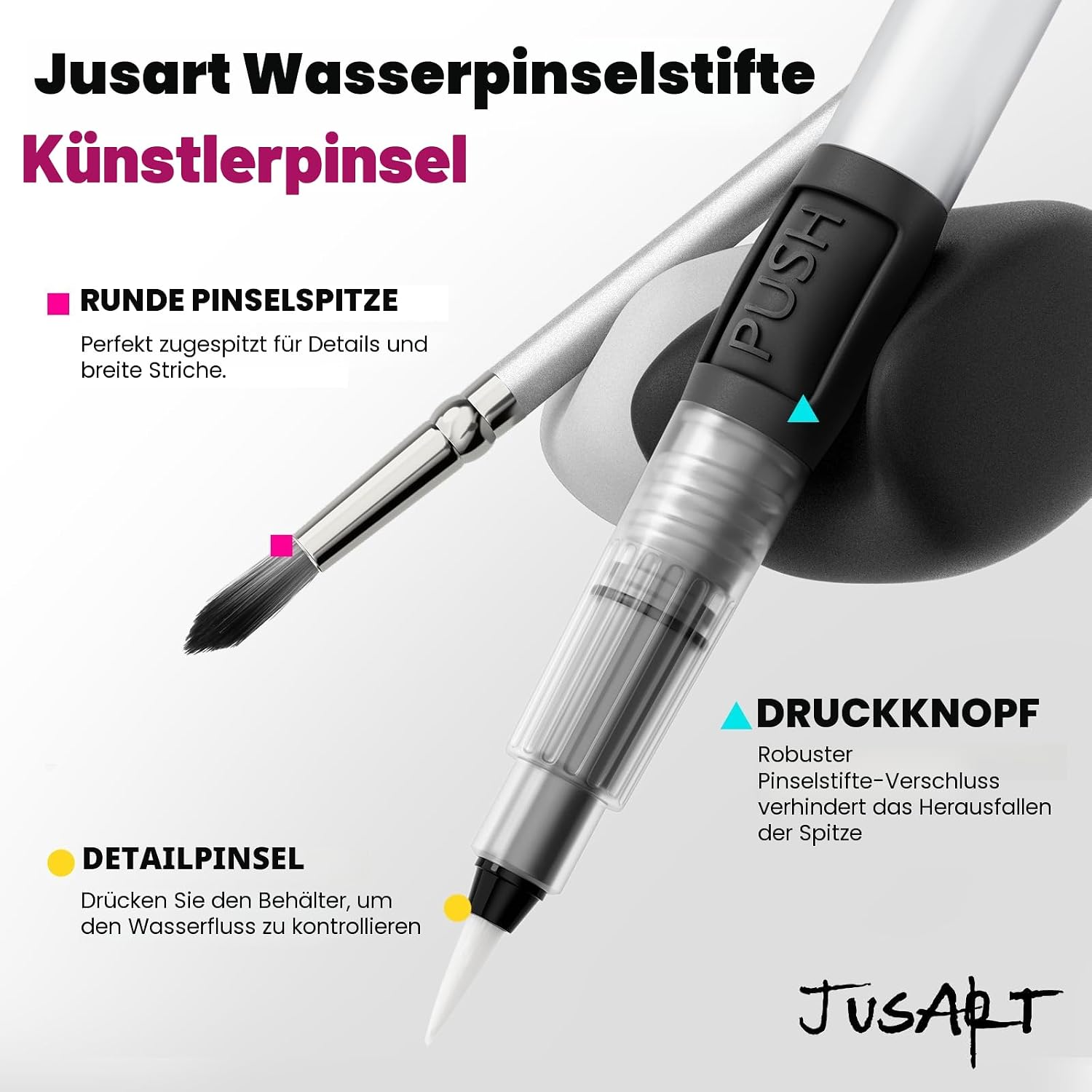 Thumbnail 4 de JusArt Aquarellfarben-Set mit 50 Farben – tragbares Komplett-Set inklusive Metallic- und Fluoreszenzfarben