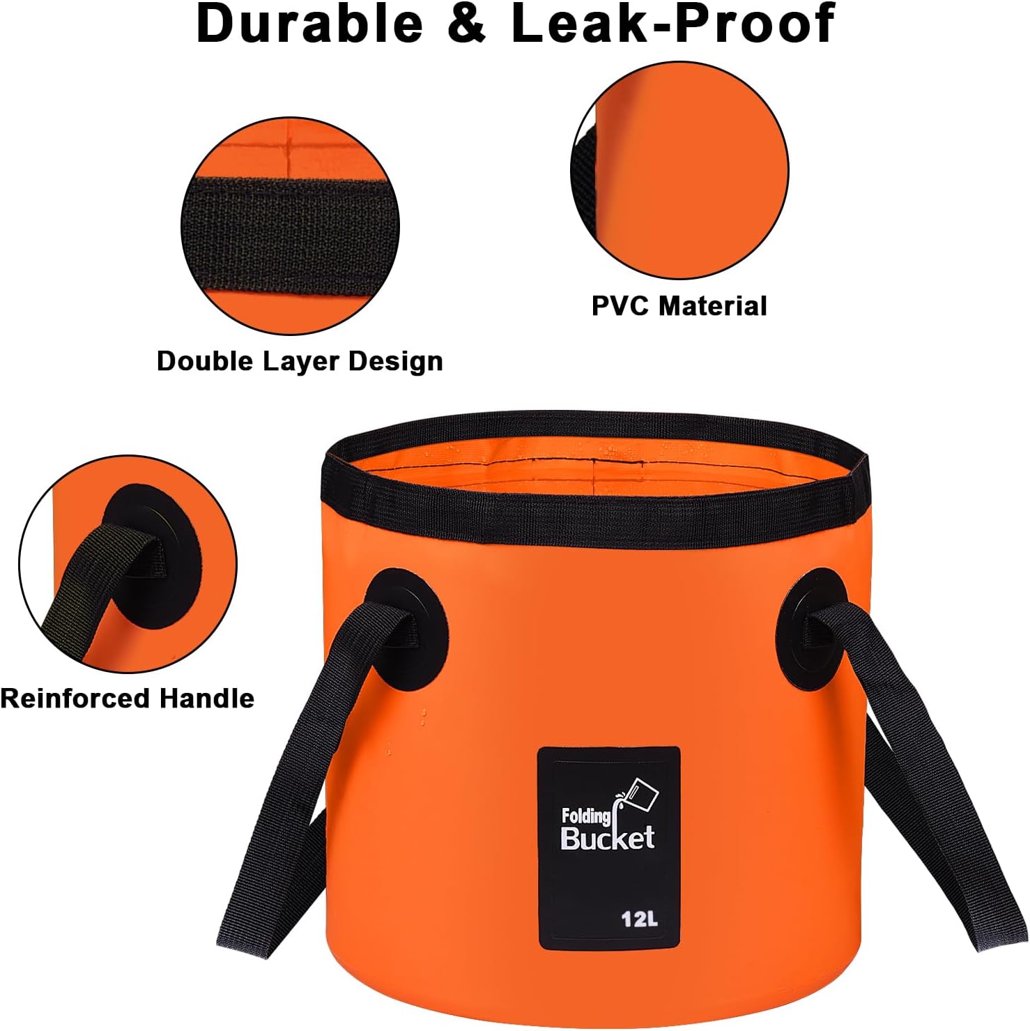 Detalle de iGreely 2 Pack Handy Folding Bucket 12L for Camping 🪣