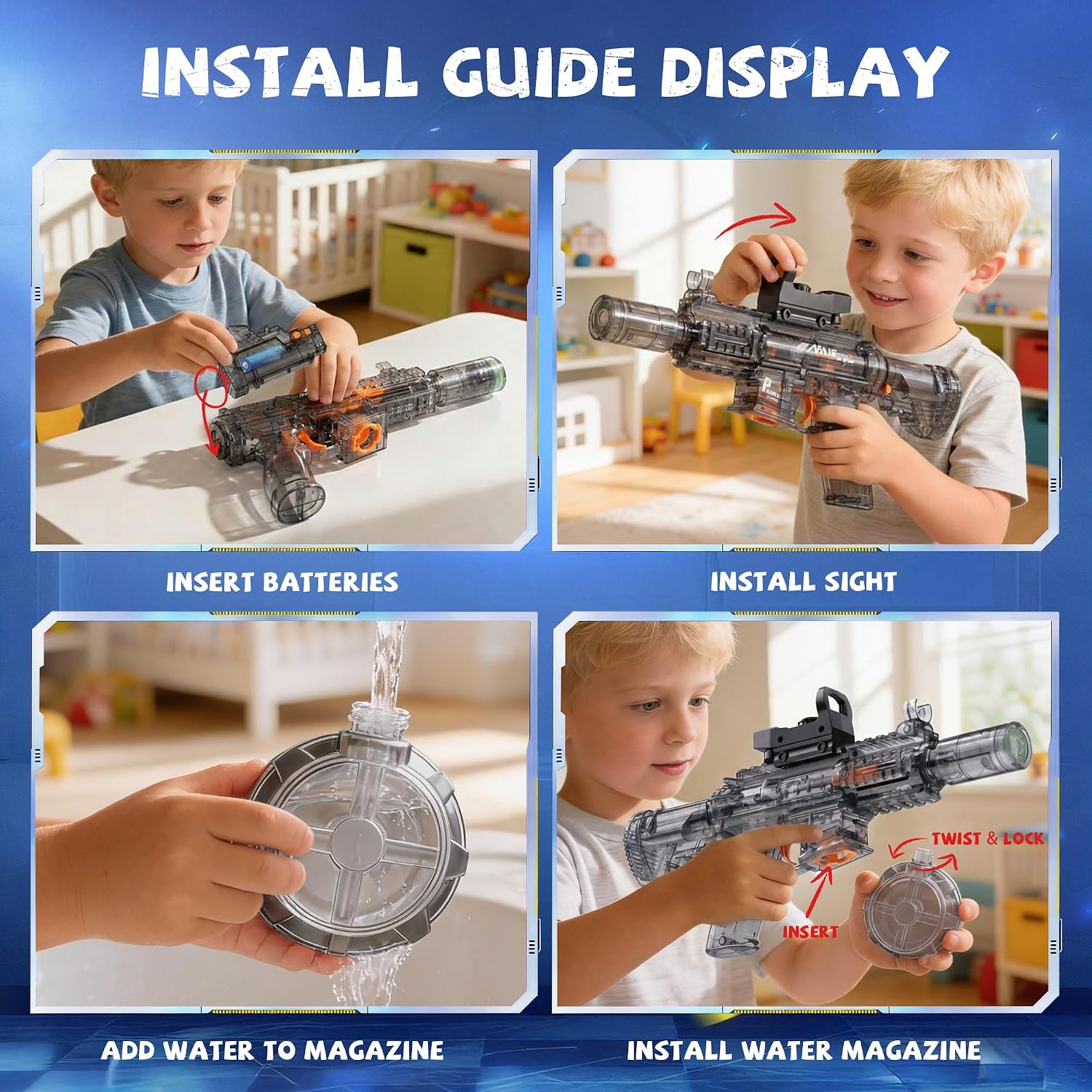 Thumbnail 6 de 2 Pack Water Gun for Kids with LED Light & 25 ft Range — Large Capacity, No Leak, BPA-Free Squirt Guns