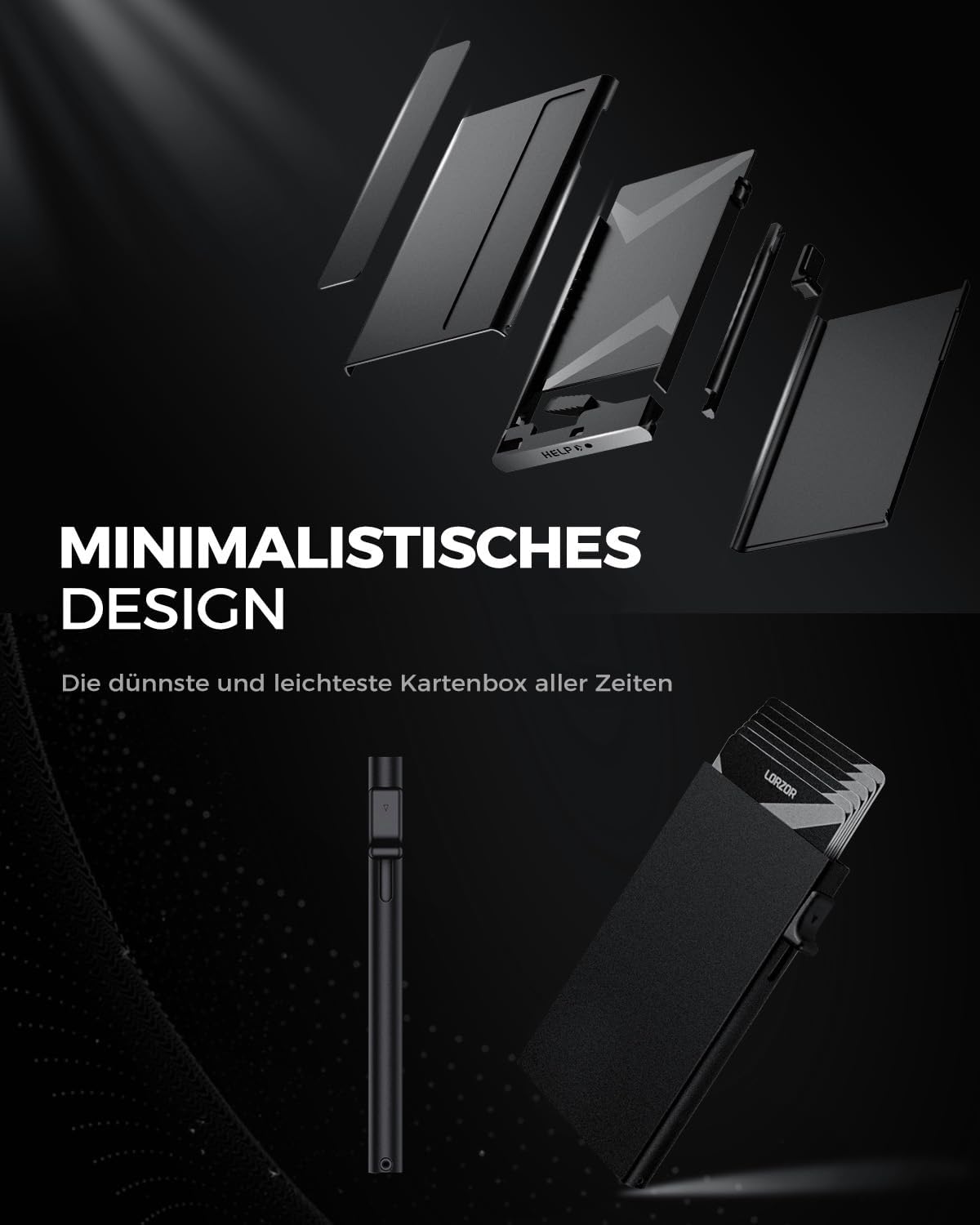 Detalle 1 de LORZOR Slim Wallet 10 Karten 💼
