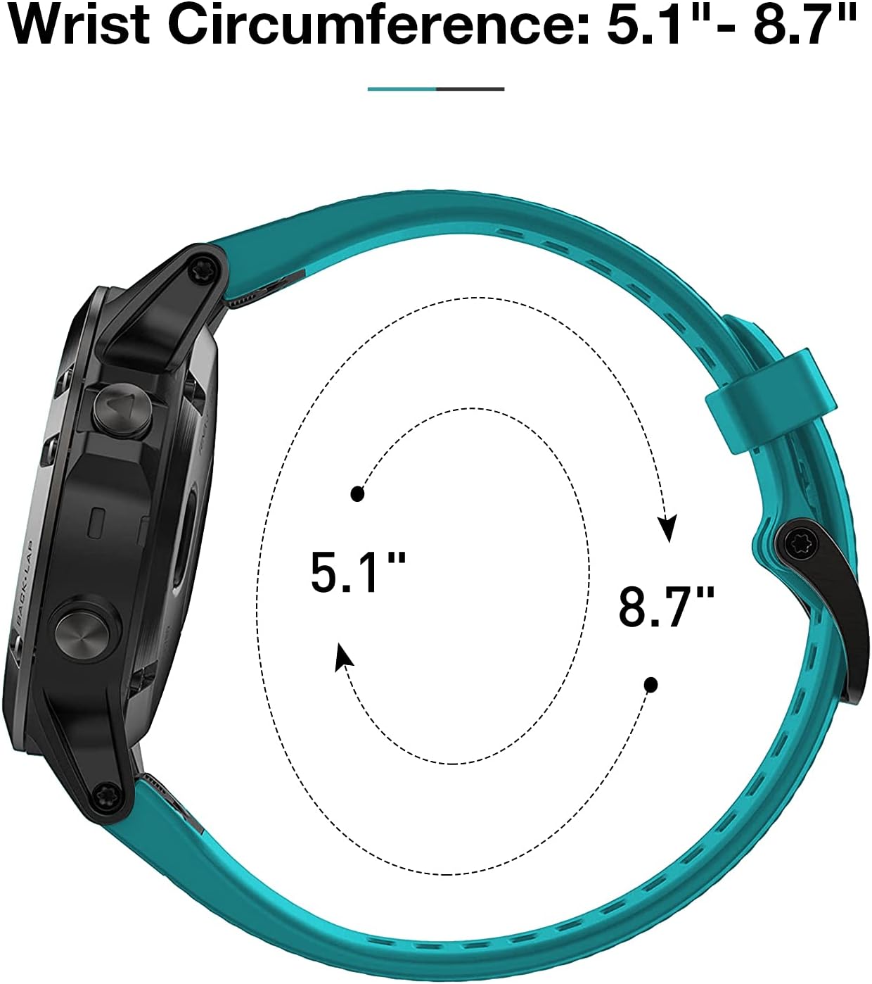 Detalle de Watch Strap for Garmin Fenix 5/5 Plus | Versatile Silicone Band Compatible with Fenix 6/6 Pro and Forerunner 935/945
