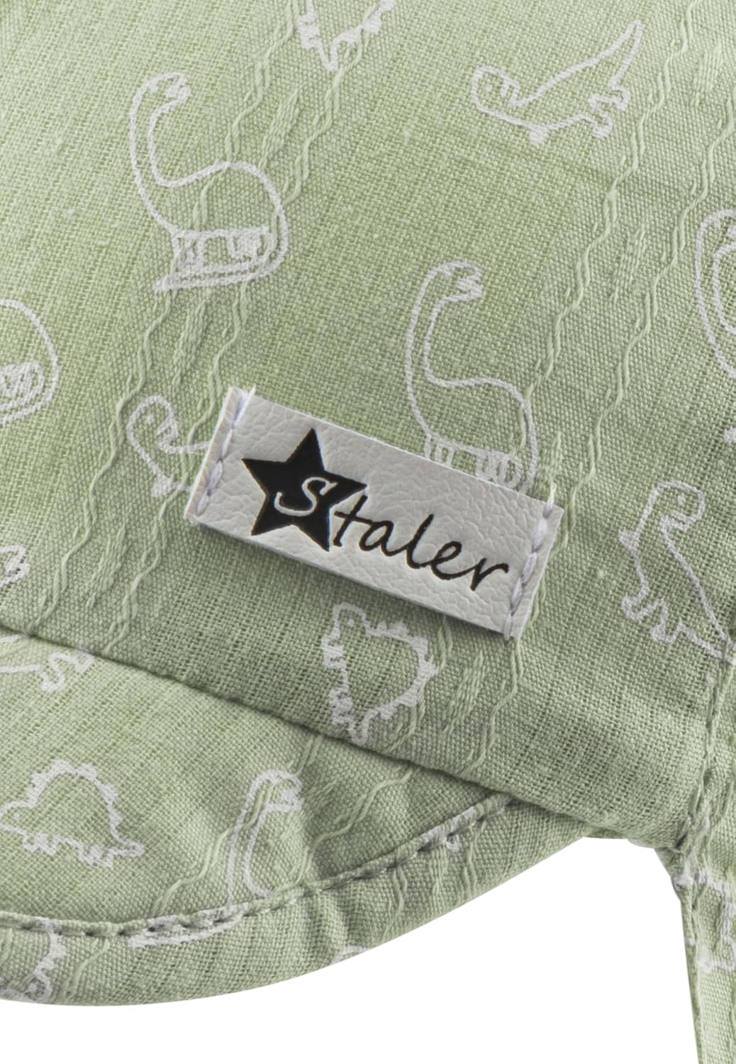 Detalle de Sterntaler Schirmmütze Nacken Saurier – Jungen Mütze aus Baumwolle mit UV-Schutz 30, Ohrenklappen & Bindeband