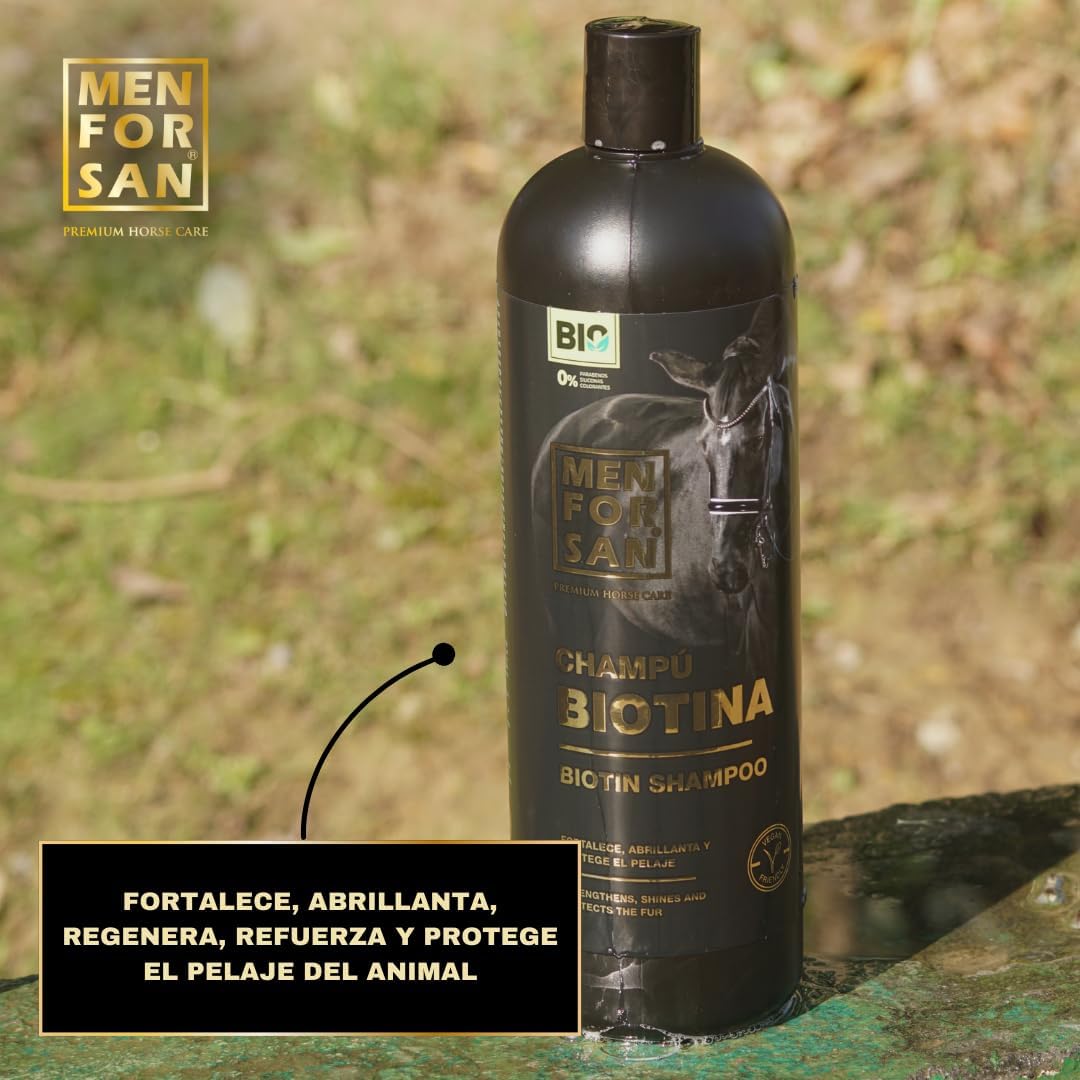 Detalle de MENFORSAN Shampoo biotina per cavalli, 1L – Biologico, vegan friendly e 100% naturale