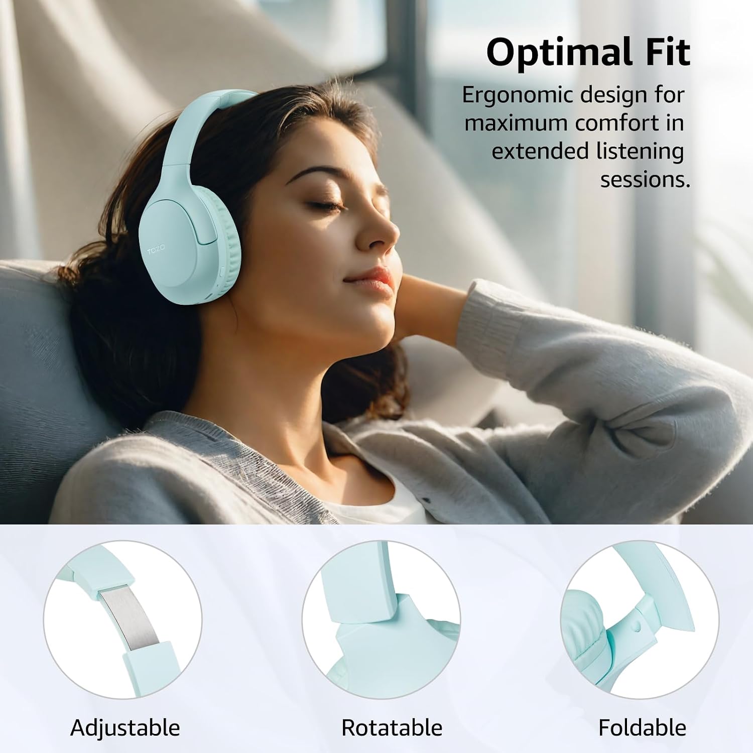Thumbnail 4 de TOZO HA1 Over-Ear Wireless Headphones, Bluetooth 5.4, 70-Hour Battery