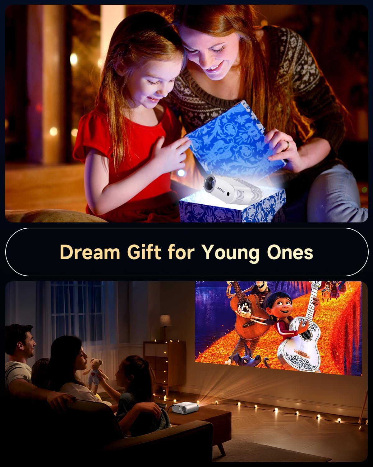 Thumbnail 6 de Mini Projector With WiFi 6 and Bluetooth 5.4: 400 ANSI Portable 1080P, 200" Display
