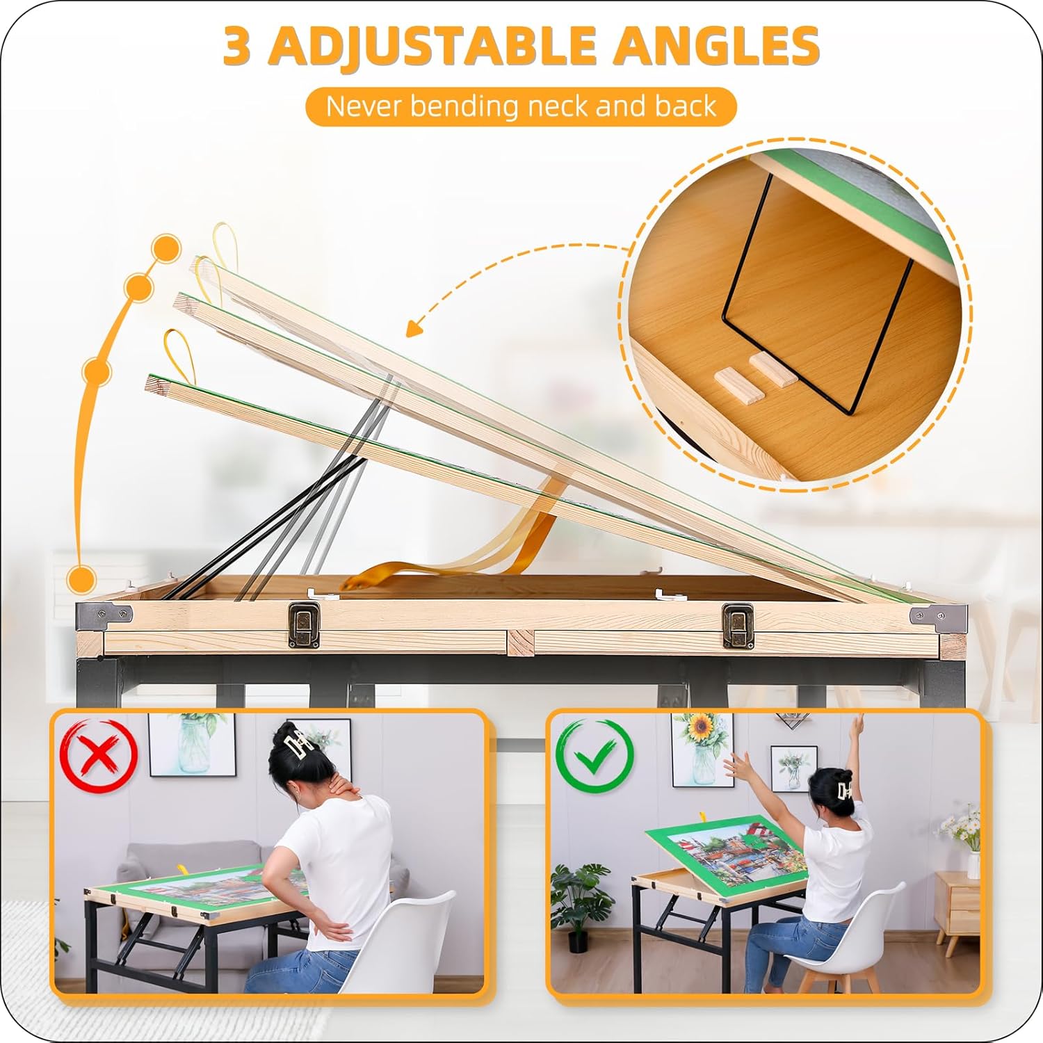 Thumbnail 2 de BittPicc Puzzle Table with 4 Drawers & Wheels — 1500 Piece Foldable Adjustable Jigsaw Table