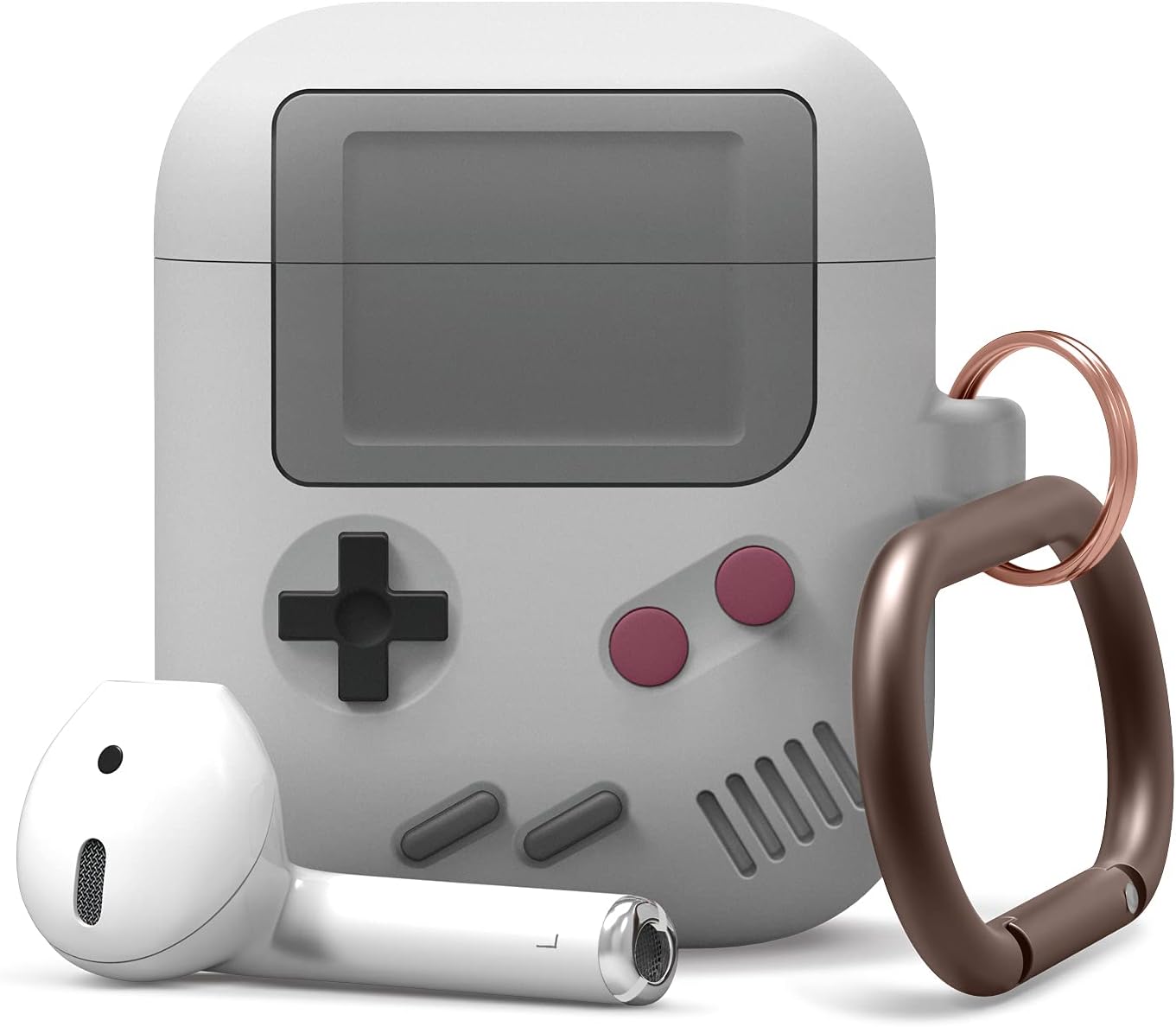 Detalle de elago Coque AW5 pour Apple AirPods 1 & 2 (étui style console de jeux gris) avec mousqueton