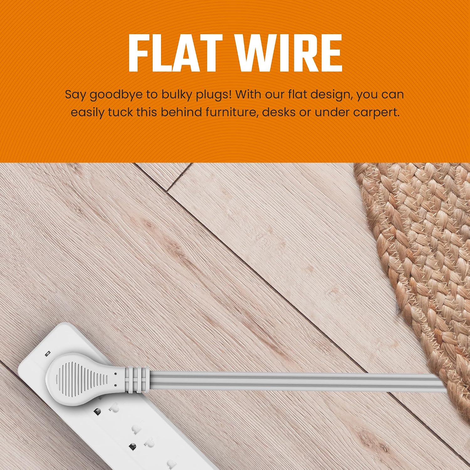 Detalle 2 de BindMaster LA052P 10-Foot Extension Cord, Flat Angled Plug, 3 Outlets