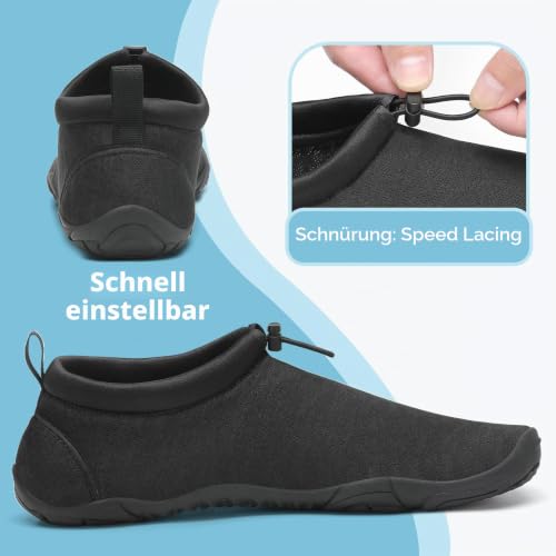 Detalle de Mishansha Herren Badeschuhe Barfuß Wasserschuhe Mattschwarz Gr.46 – Alltagstaugliche Schutzschicht beim Wassersport