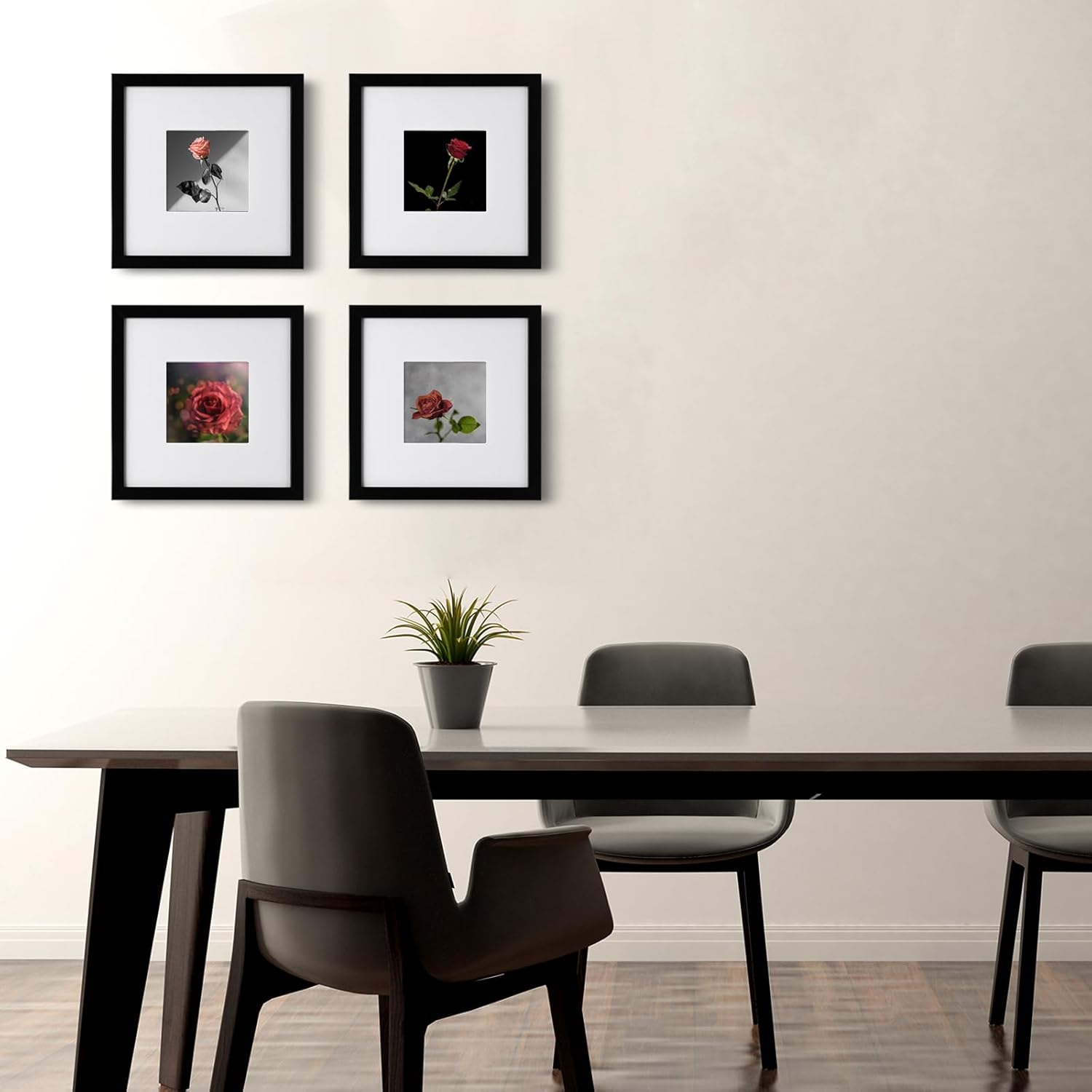 Thumbnail 5 de Egofine Bilderrahmen-Set 20x20 cm (4er) mit Acrylglas und Passepartout für 10x10 cm, schwarz