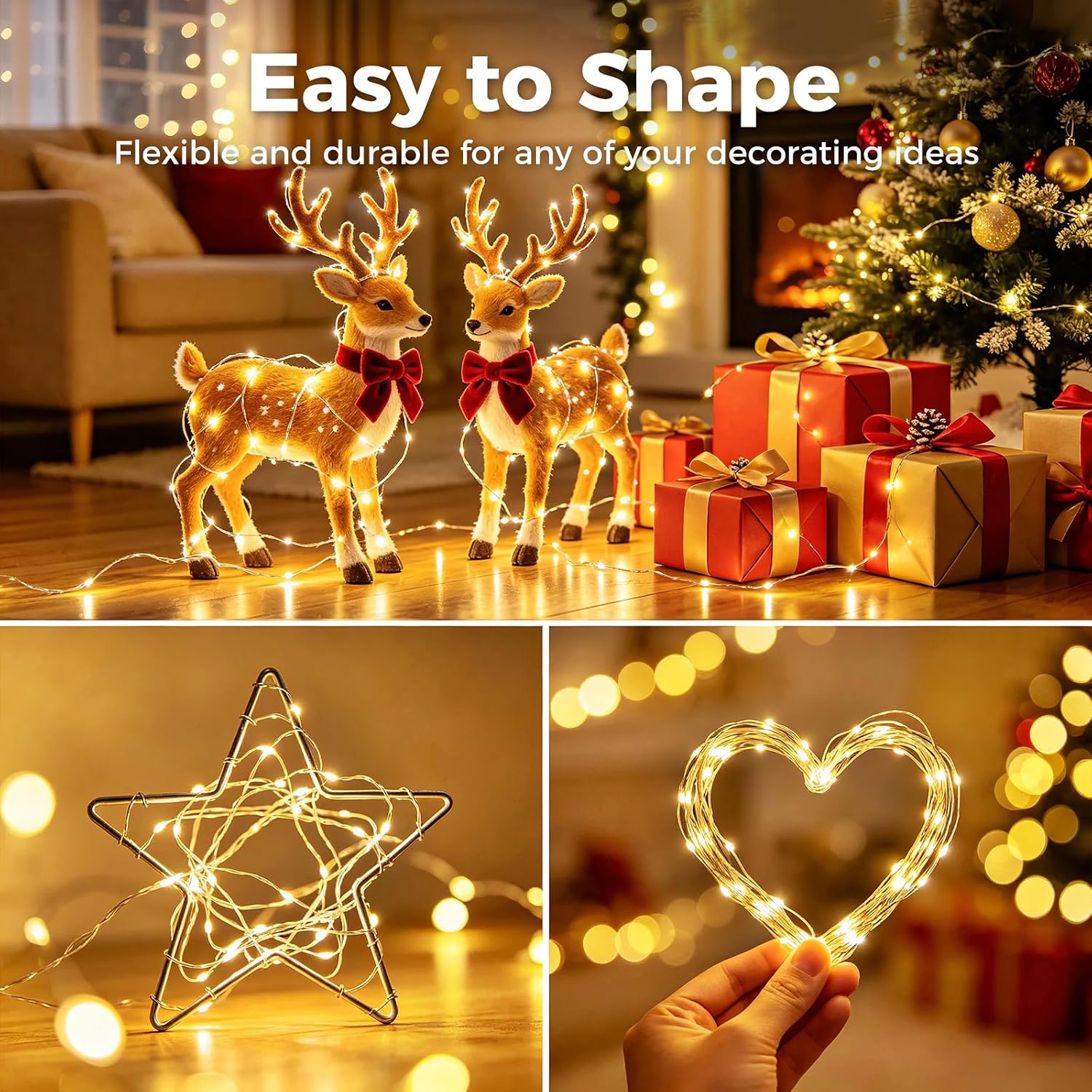 Detalle 1 de btfarm 12-Pack Battery-Powered Fairy Lights, 7 ft, 20 LEDs, Warm White