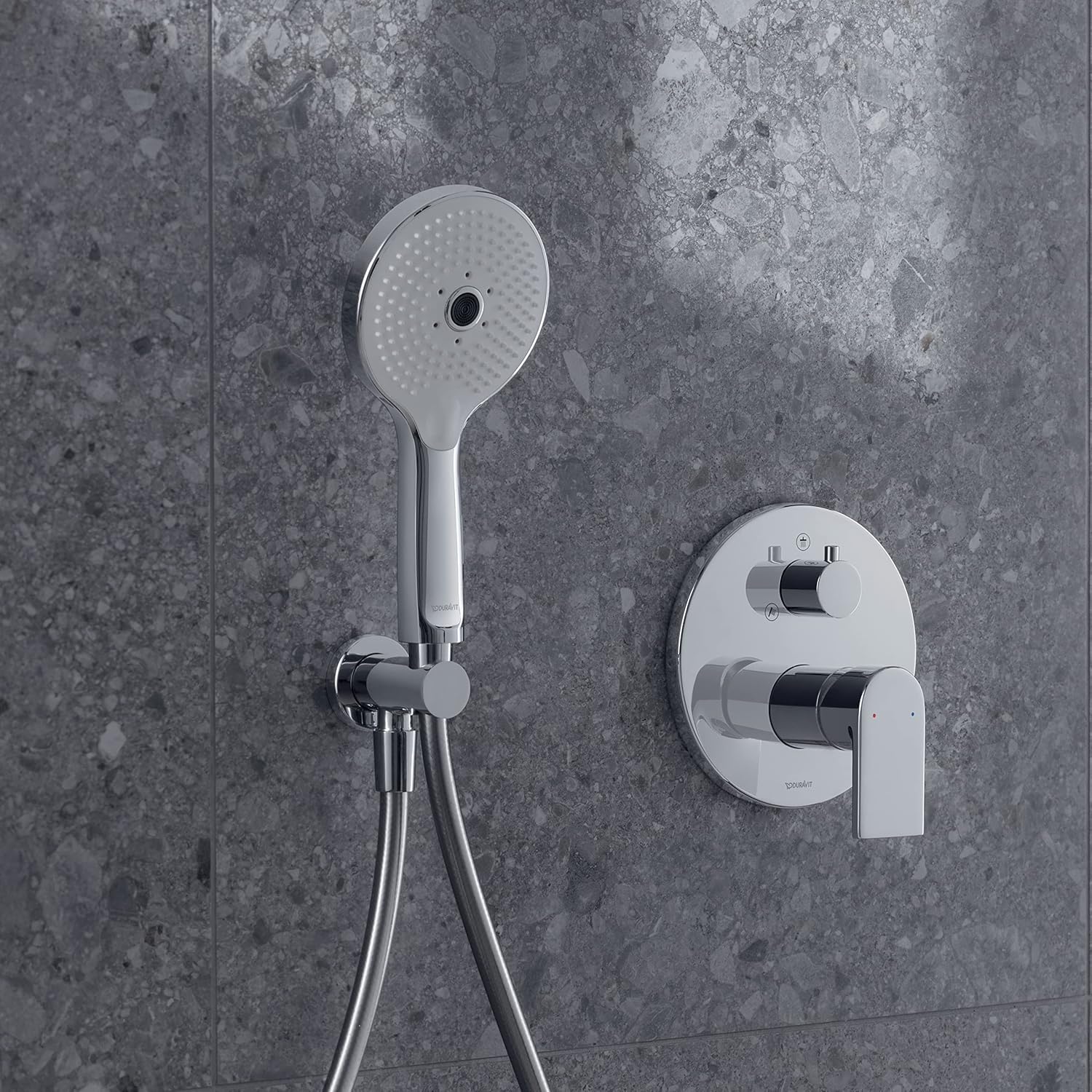 Thumbnail 3 de Duravit Coude de raccordement mural universel chromé avec support de douche inclus