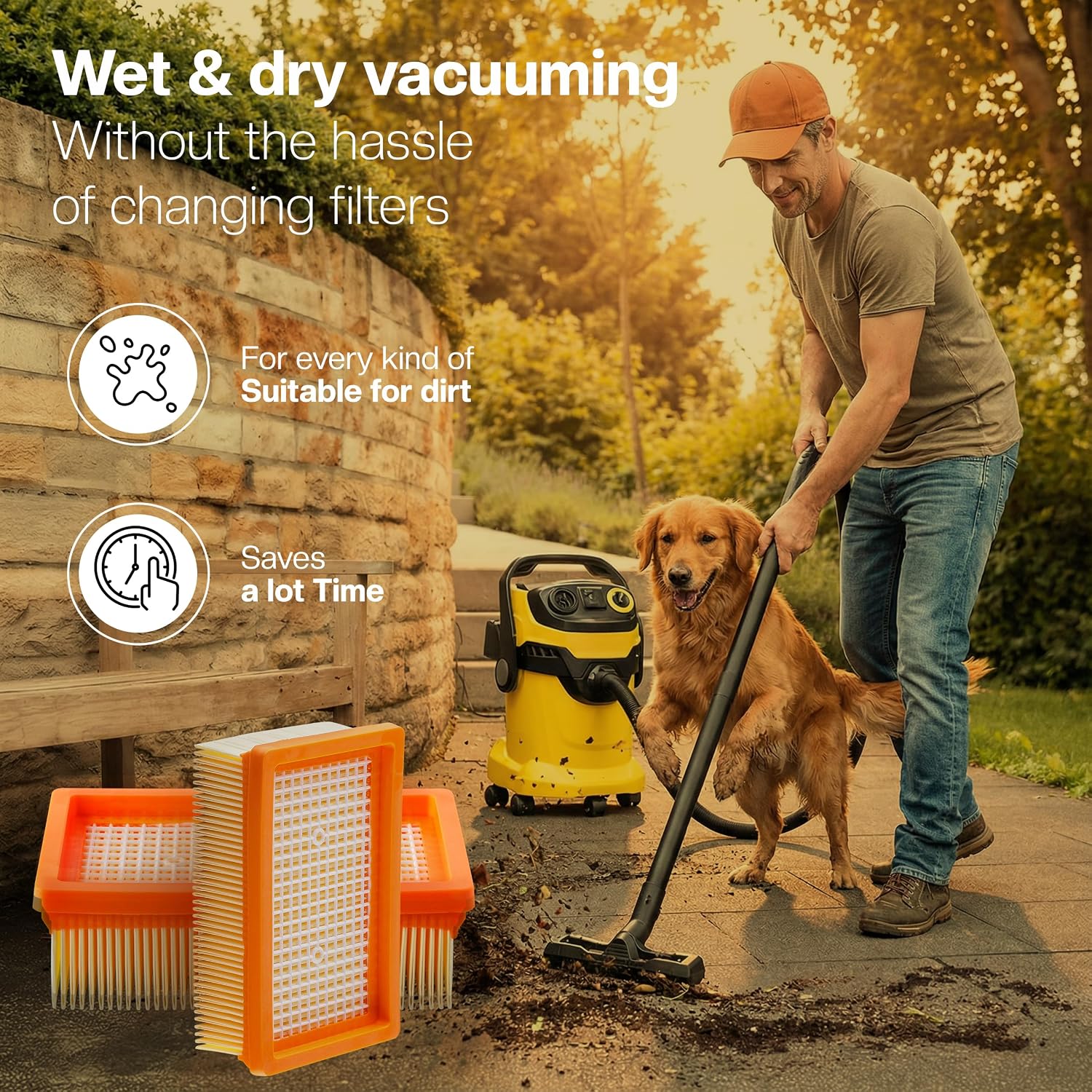 Detalle 2 de 1E veckade plattfilter för Kärcher WD4–WD6 och MV4–MV6, 3-pack