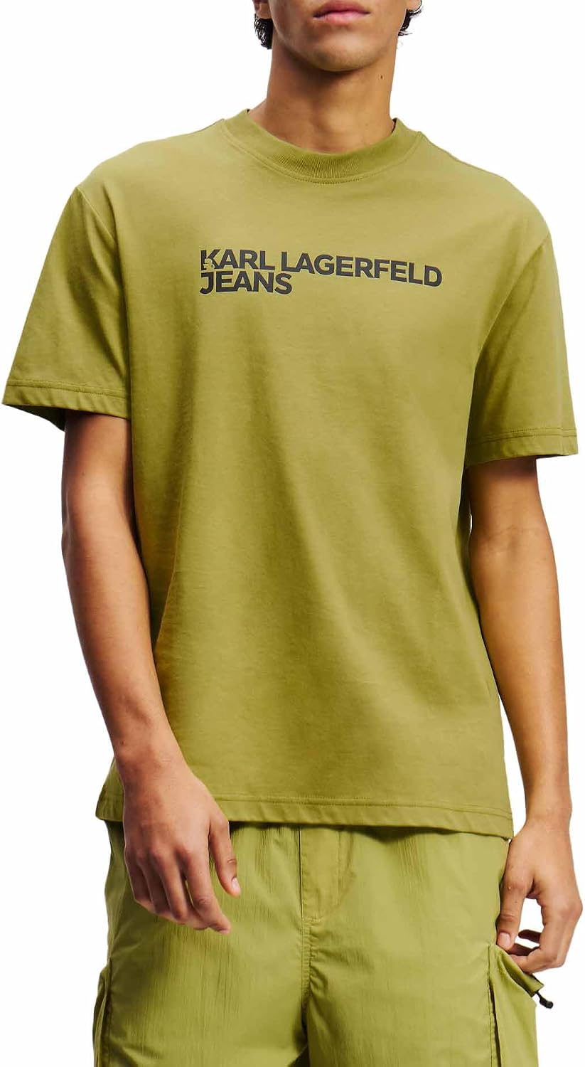 Detalle de Karl Lagerfeld Jeans Uomo Regular Short Sleeve Essential T‑Shirt – Tinta Chocolate e Sostenibilità