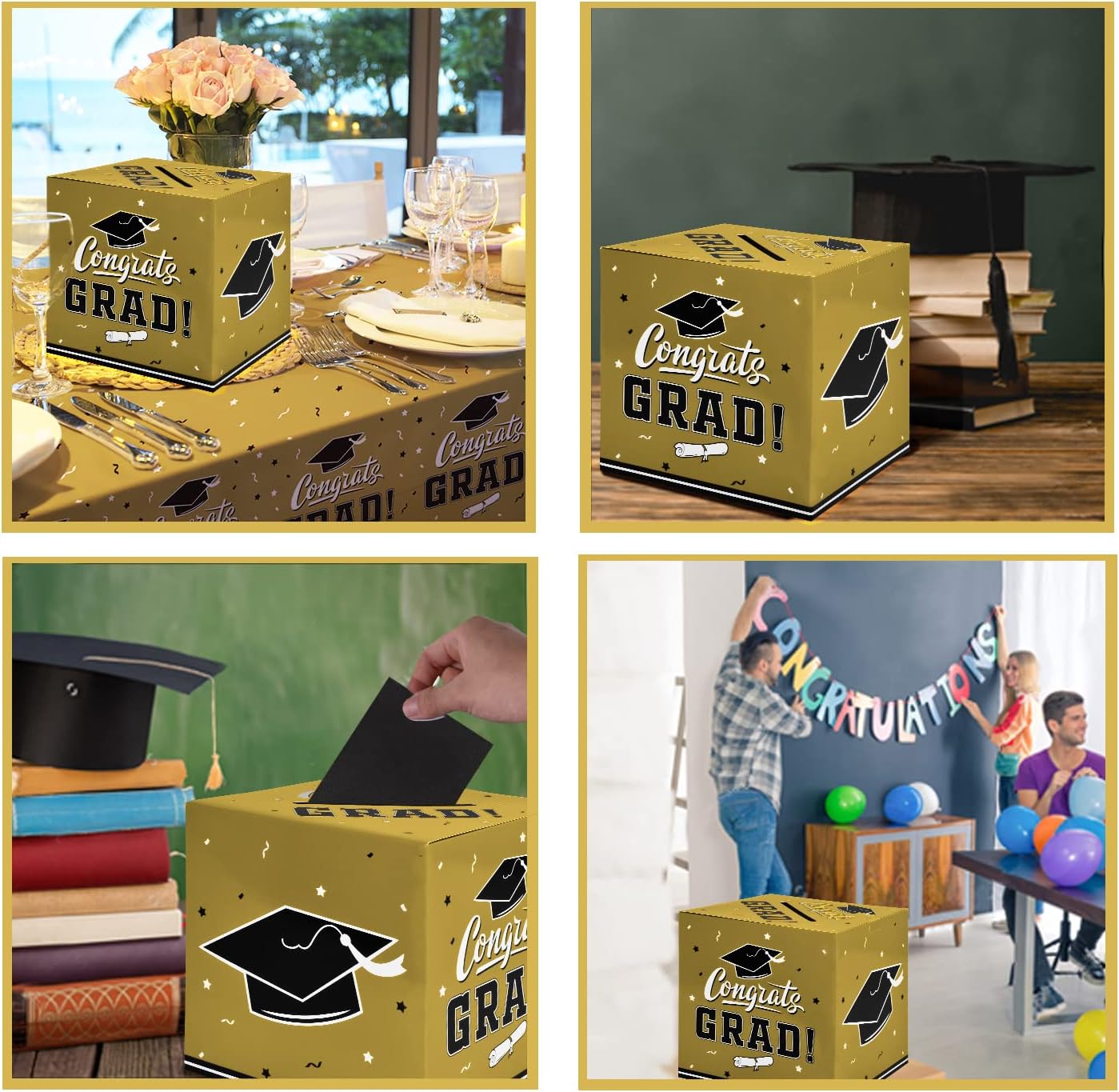Detalle 2 de Gatherfun Graduation Party Decorations Box and Card Box (Gold)