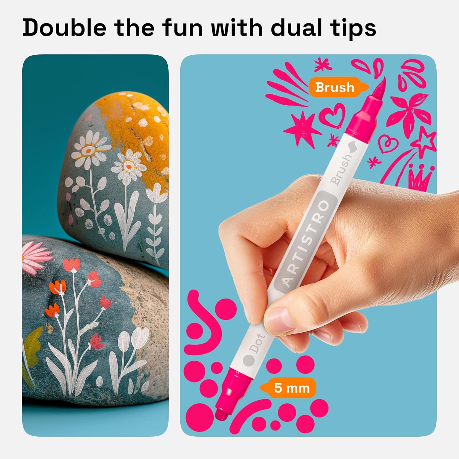 Thumbnail 1 de Artistro 24 feutres acryliques double pointe 🎨