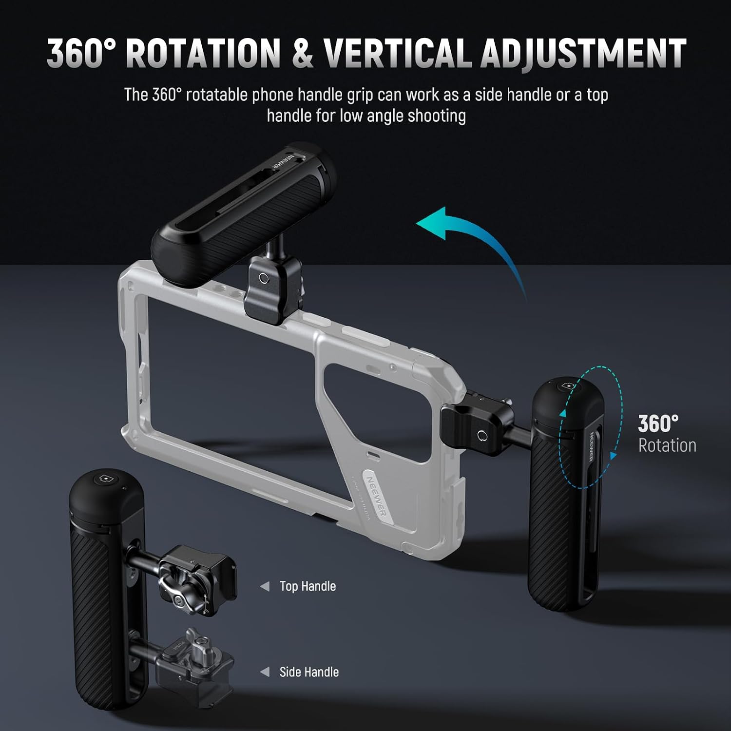 Detalle de Neewer PA045E Side Handle with Bluetooth Remote Shutter for 2nd Gen Phone Cages