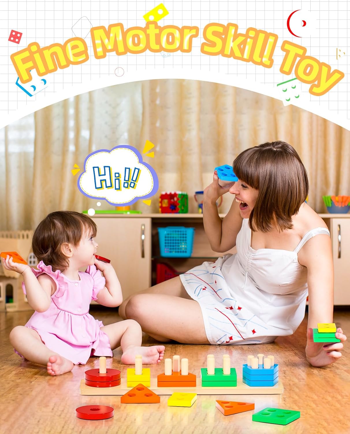 Thumbnail 5 de Uping Holzspielzeug Sortierspielzeug ab 1 Jahr – Motorik- und Lernspiel für Formen & Farben