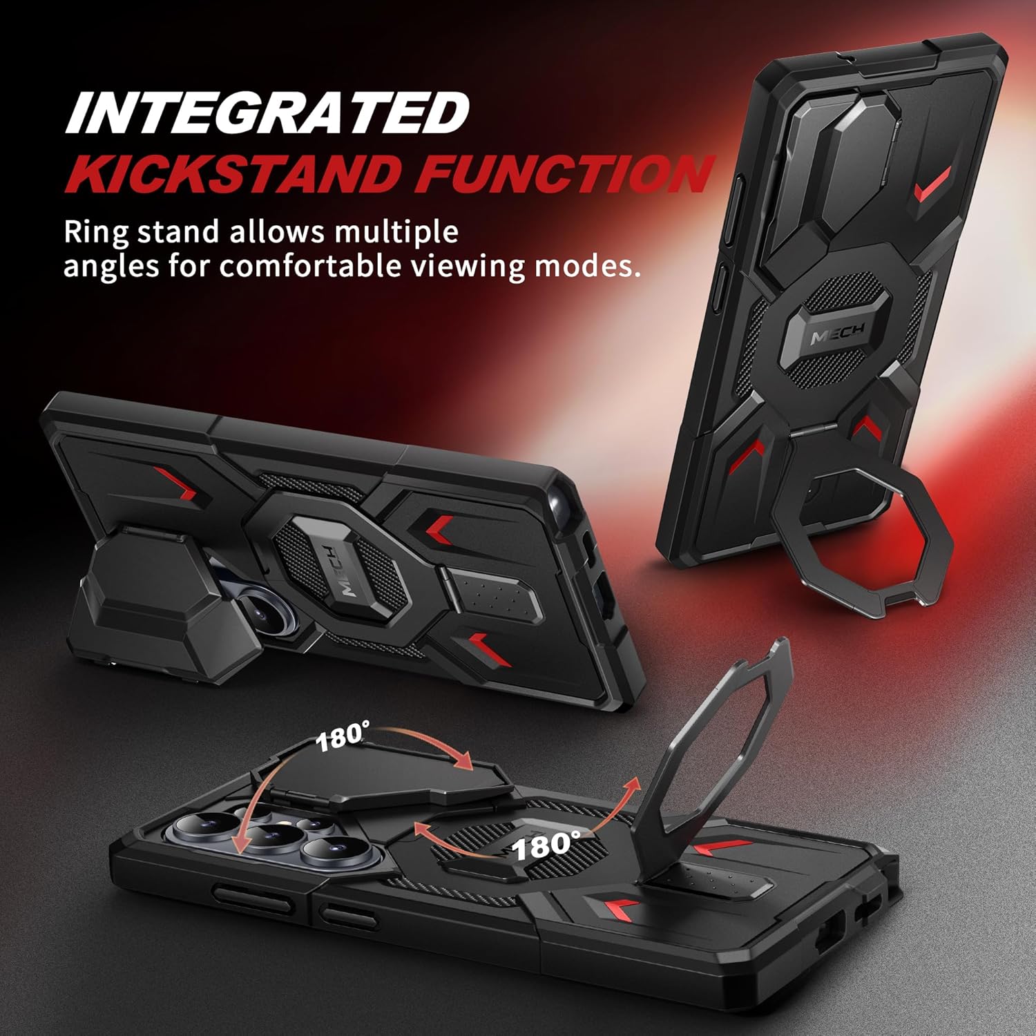 Thumbnail 5 de TONGATE Magnetic Stand Case for Samsung Galaxy S26 Ultra (MagSafe compatible) with Kickstand, Camera Cover & Belt Clip, Black