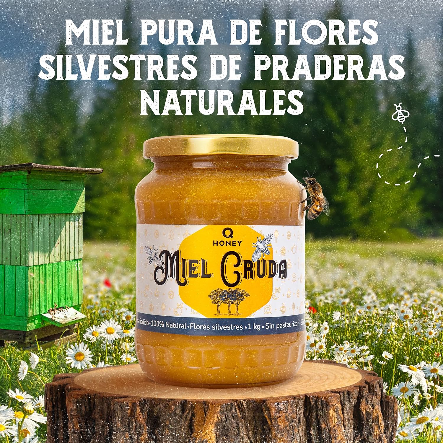 Detalle 1 de QHoney Miel Cruda 1kg Premio de Oro Paris 2025🍯