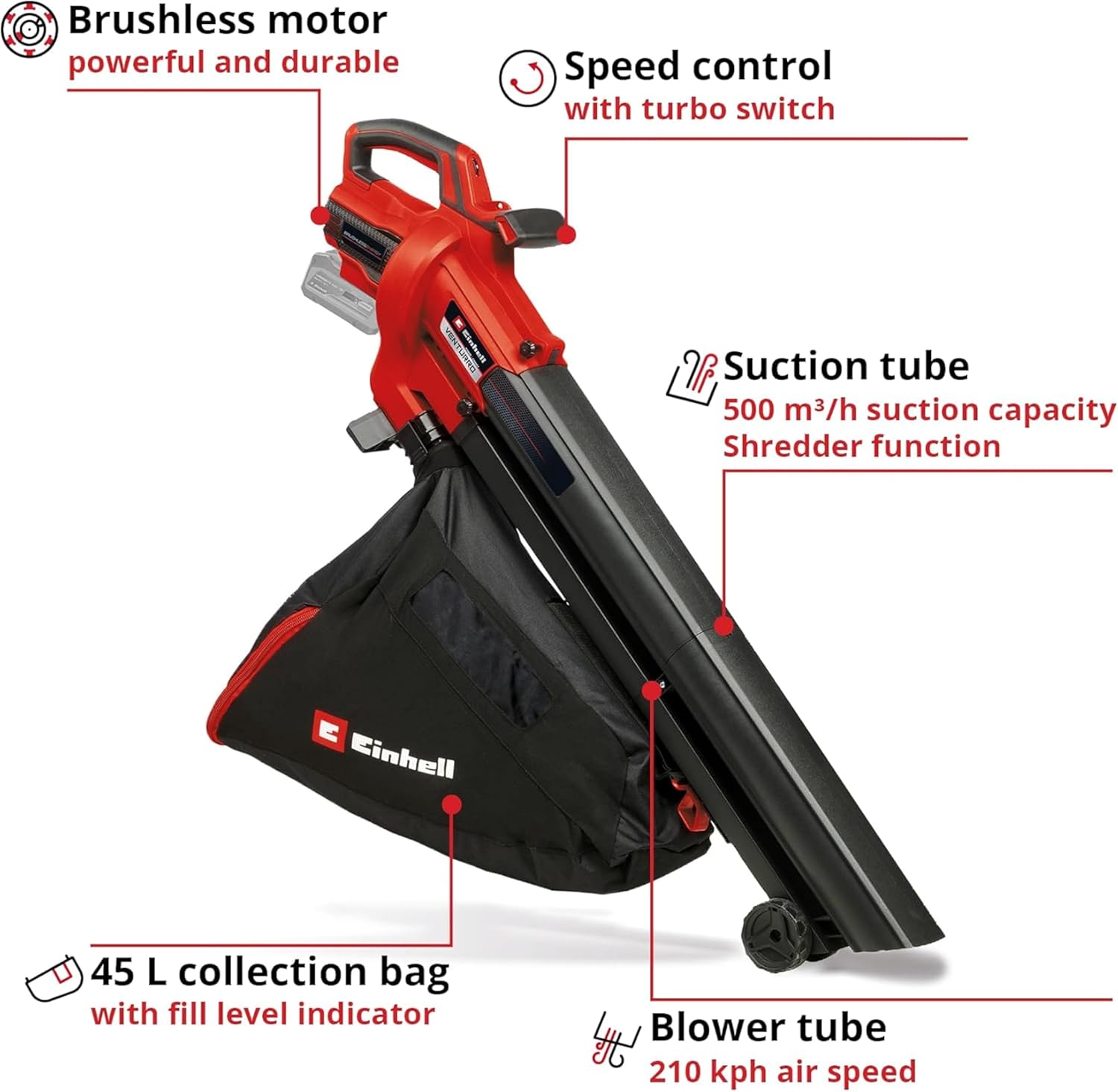 Thumbnail 2 de Einhell VENTURRO 18/210 Cordless Leaf Blower and Vacuum (Power X-Change) – Body Only