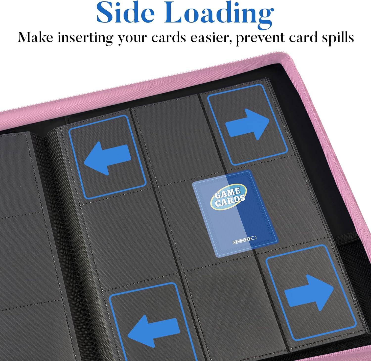 Detalle de Fabmaker Premium Zip Card Binder: 9-Pocket PU Zip Album in Pink