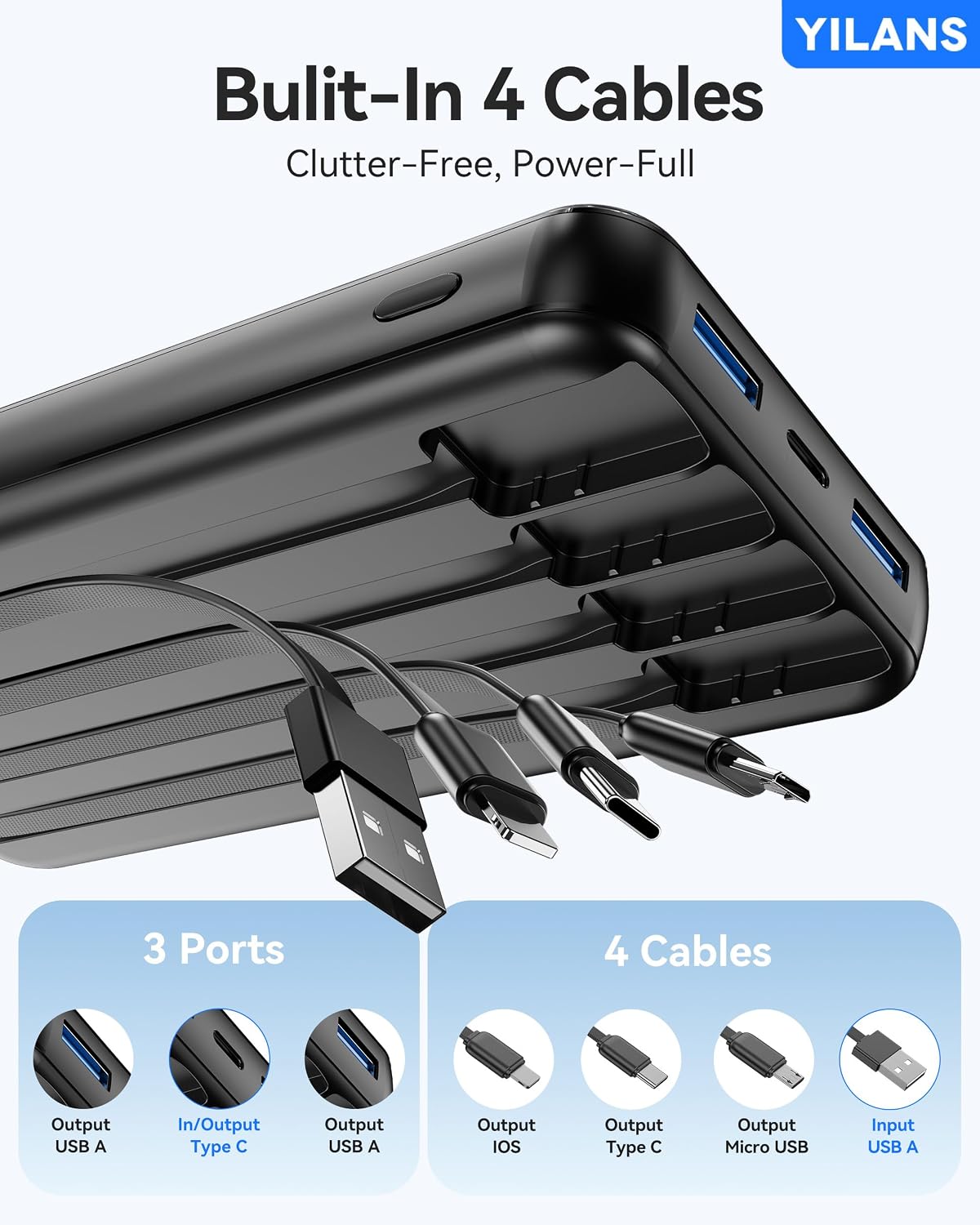 Thumbnail 6 de YILANS JM4 Pro 50,000mAh Power Bank, 22.5W with Four Built-In Cables