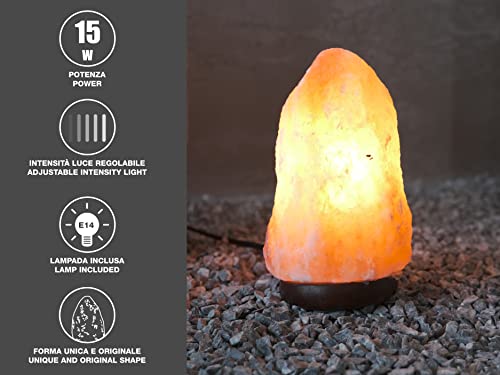 Detalle de BEPER P201UTP100: Lampada di Sale artigianale con intensità di luce regolabile e base in legno