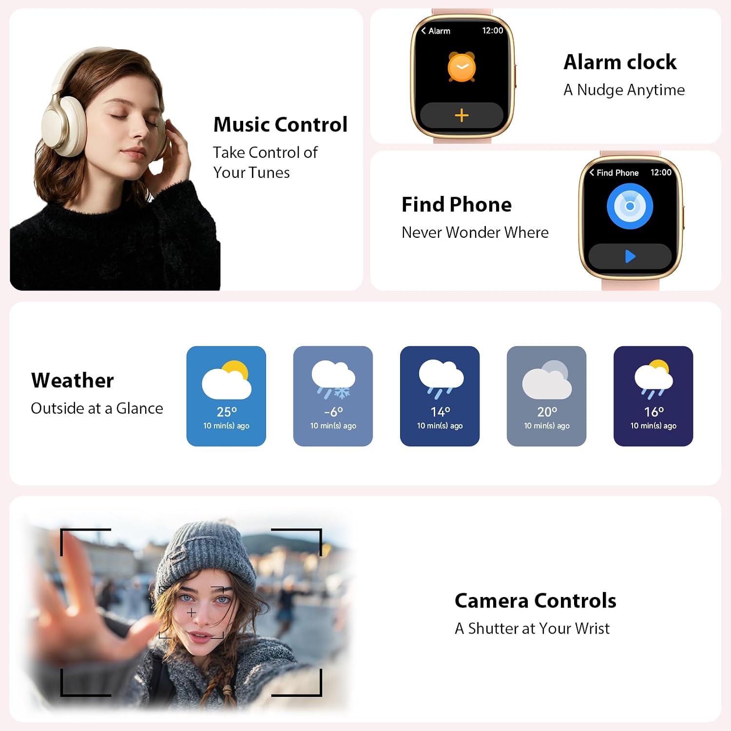 Thumbnail 6 de Cillso Smartwatch Damen/Herren 1.83" HD Fitness Tracker mit Alexa und Telefonfunktion – Rosa