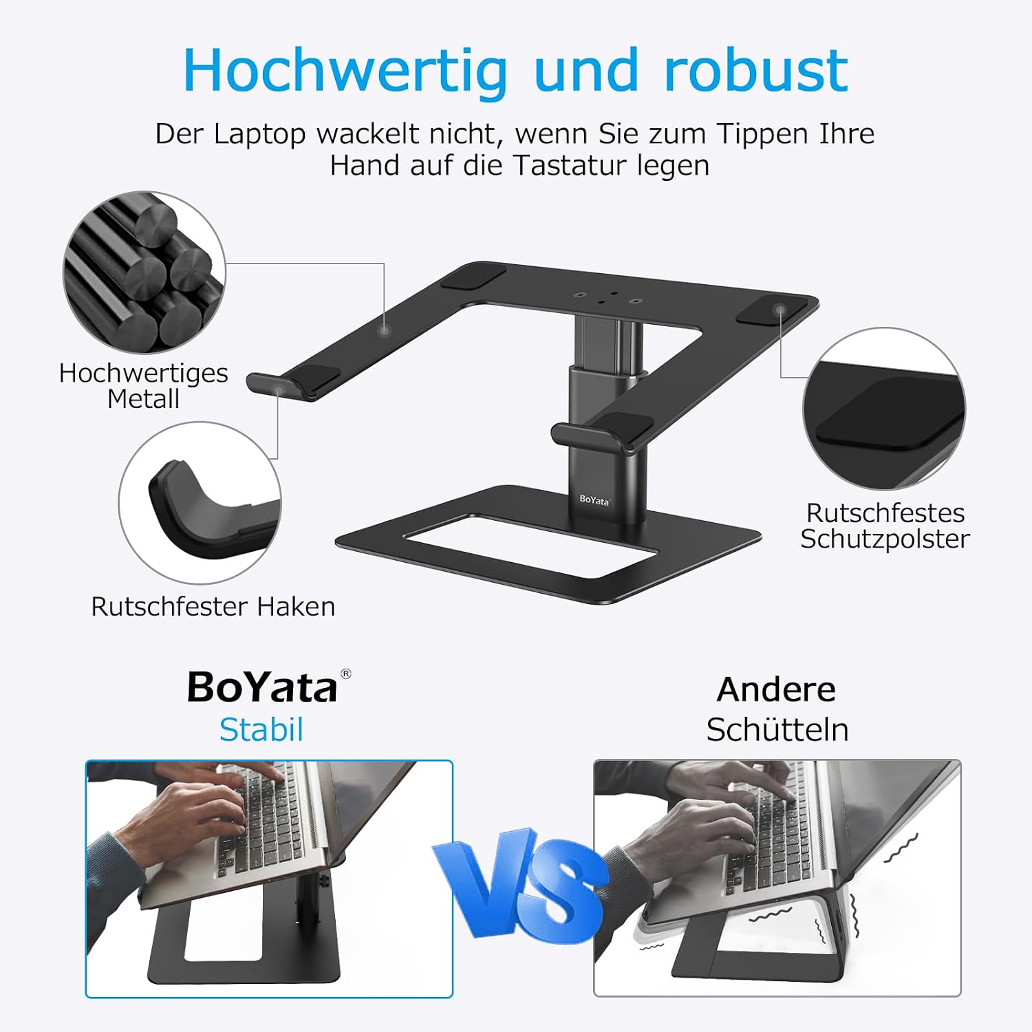 Detalle de BoYata Laptopständer höhenverstellbar für 10-17 Zoll