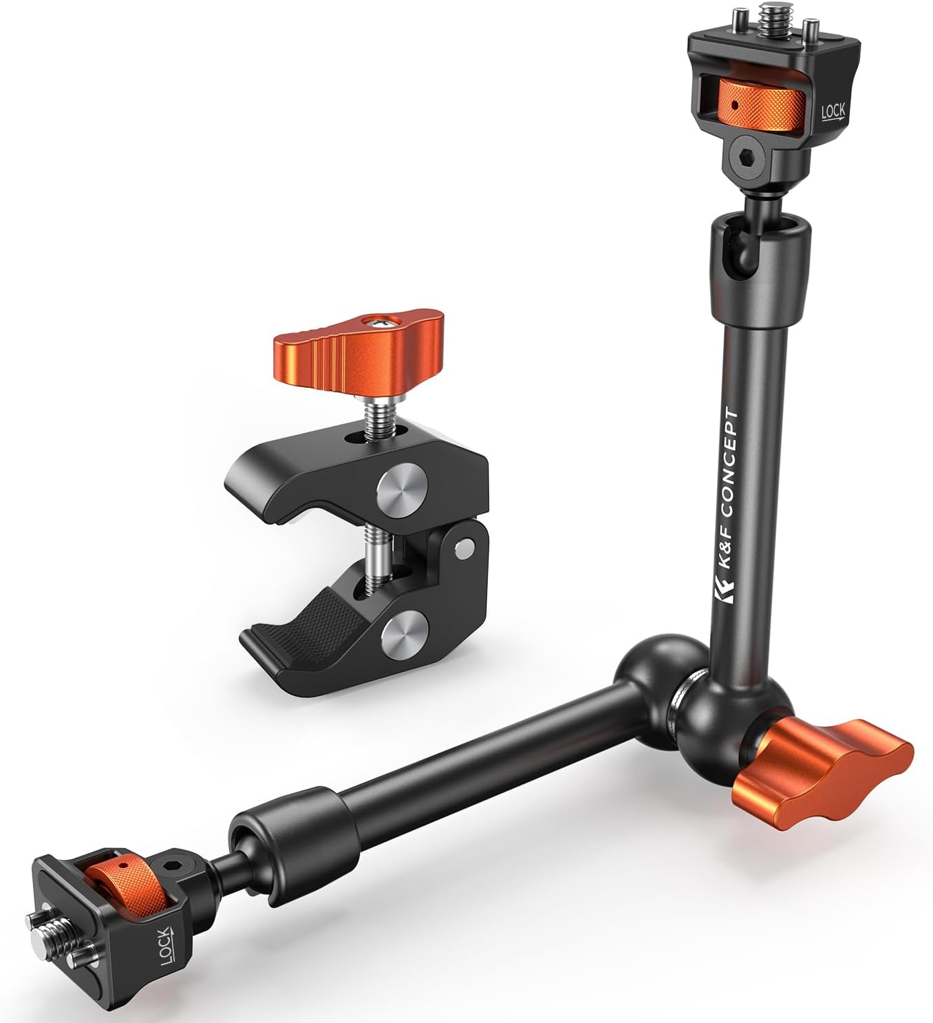 Detalle de K&F CONCEPT 11" Magic Arm Super Clamp Kit with 1/4" & 3/8" mounting for monitors, cameras and action cams