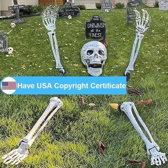 Thumbnail 6 de EddHomes Skeleton Stake 5pcs Halloween Decor, Life-Size Plastic Head and Arms