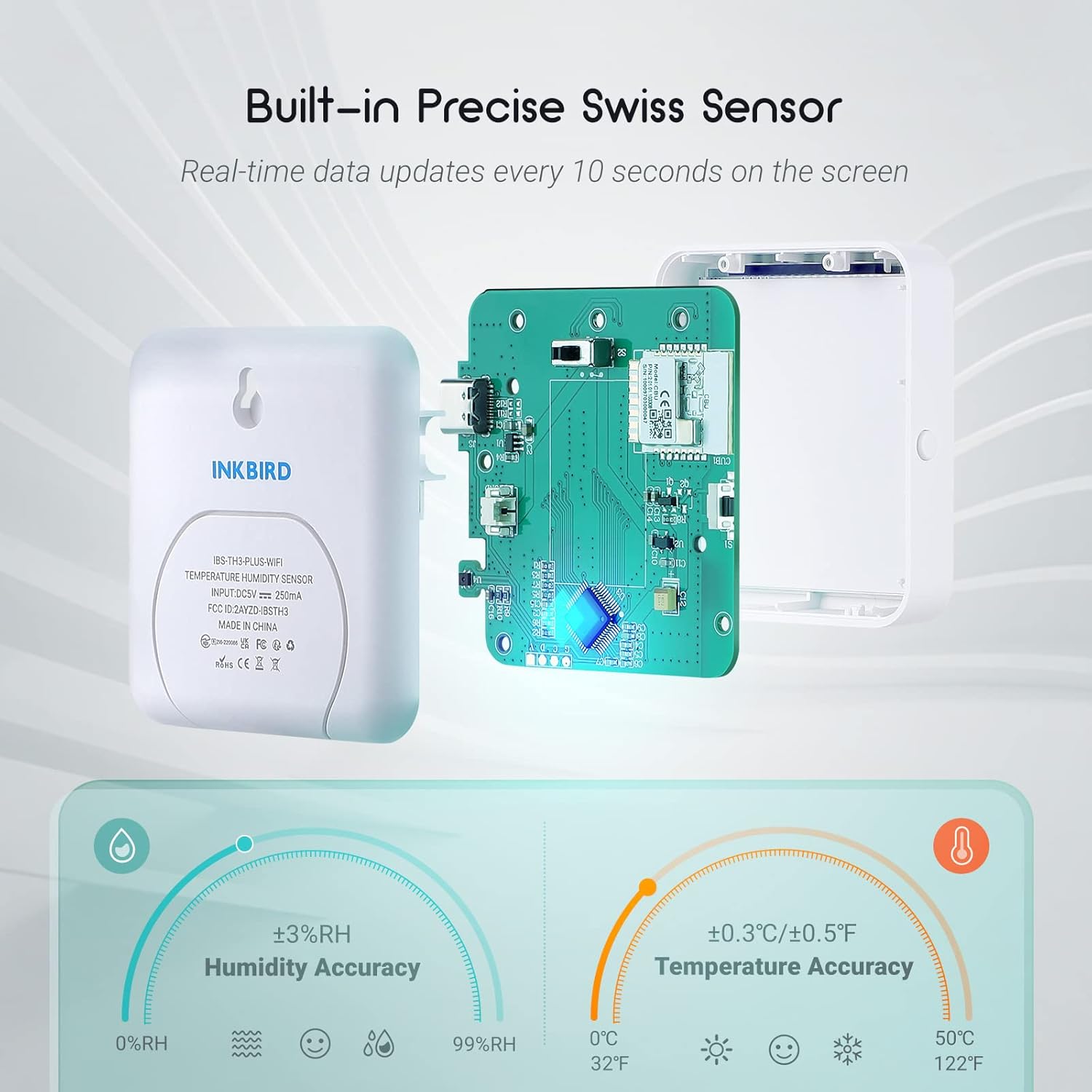 Thumbnail 2 de Inkbird IBS-TH3-PLUS termometro igrometro WiFi con display LCD e app, controllo e notifiche