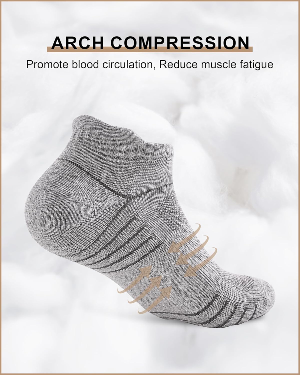 Thumbnail 6 de Niorasen Mens Running Socks 6 Pairs: Cushioned, Breathable Ankle Trainers for Running and Everyday Wear