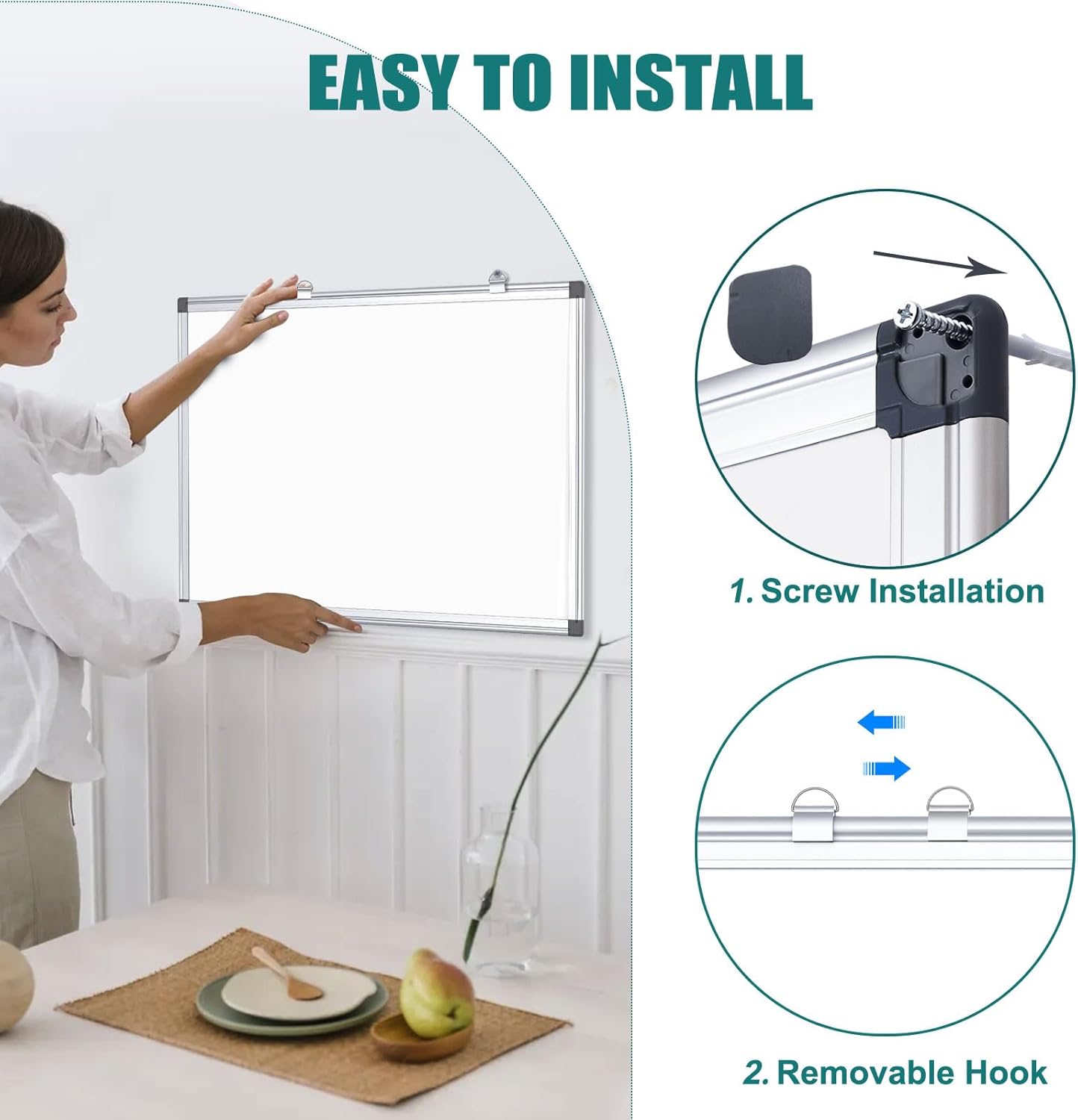 Thumbnail 4 de QUEENLINK Magnetic Whiteboard 40 x 60 cm ๐งพ