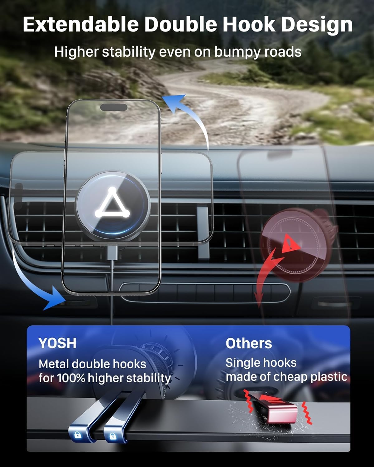 Thumbnail 6 de YOSH Support téléphone voiture à induction Mag-Safe 15W (chargeur sans fil, rotation 360°)