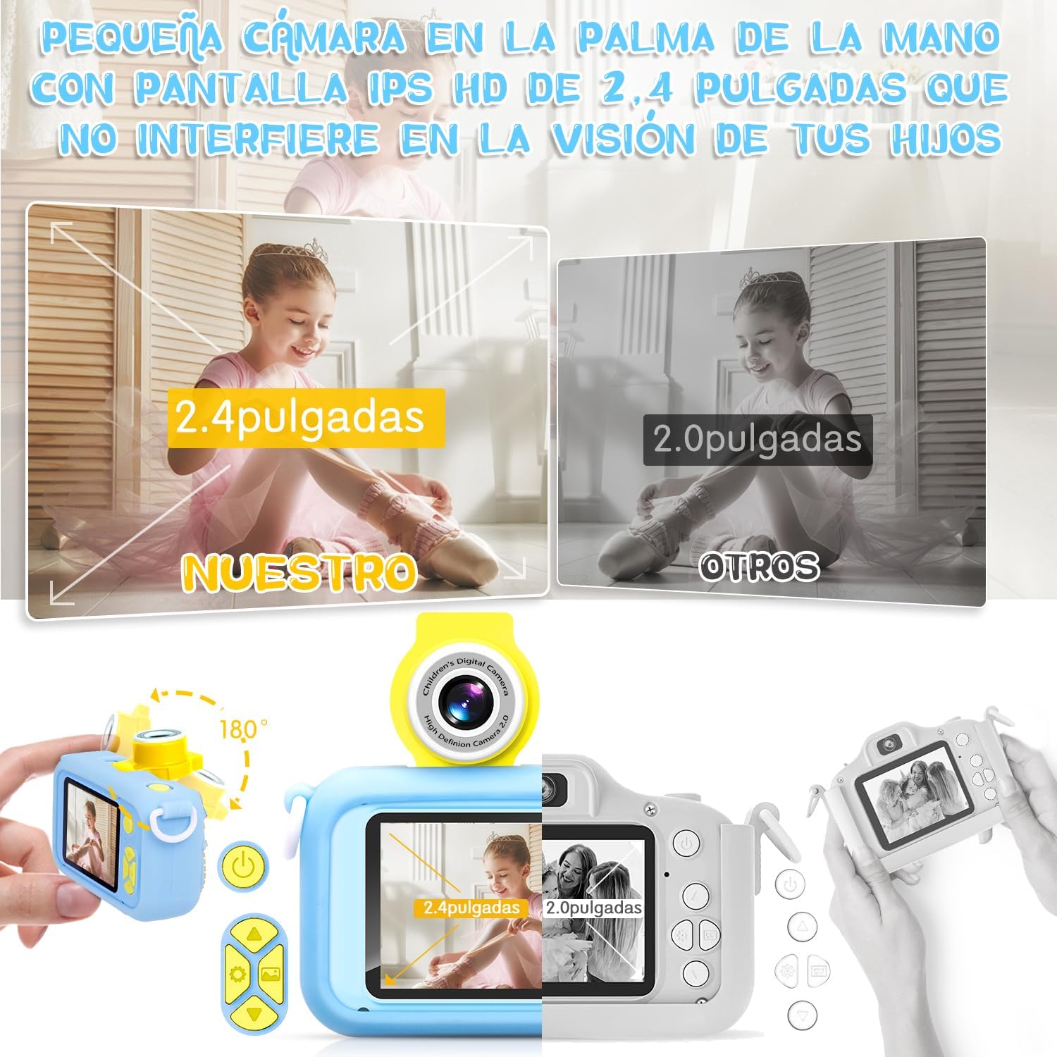 Thumbnail 2 de ARNSSIEN Cámara Infantil con Lente 180° y Pantalla IPS 📸