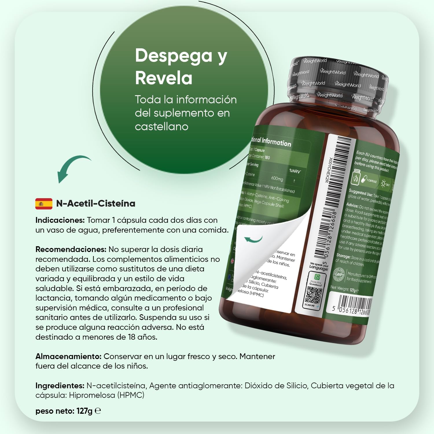 Thumbnail 4 de WeightWorld NAC 600mg 180 cápsulas