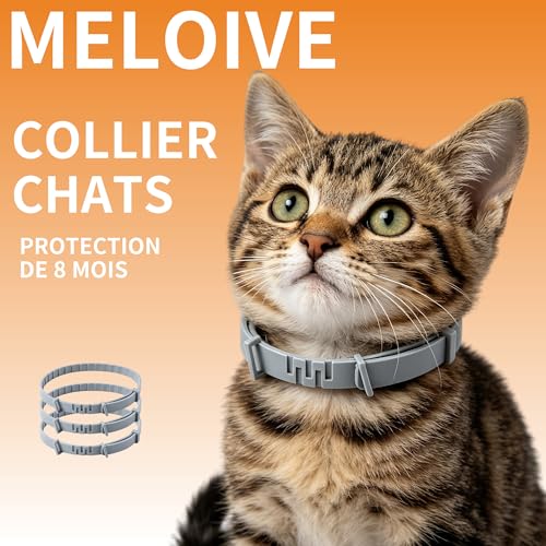 Detalle 2 de Meloive Collier Antipuces et Anti-tiques pour Chats – 3 Pièces