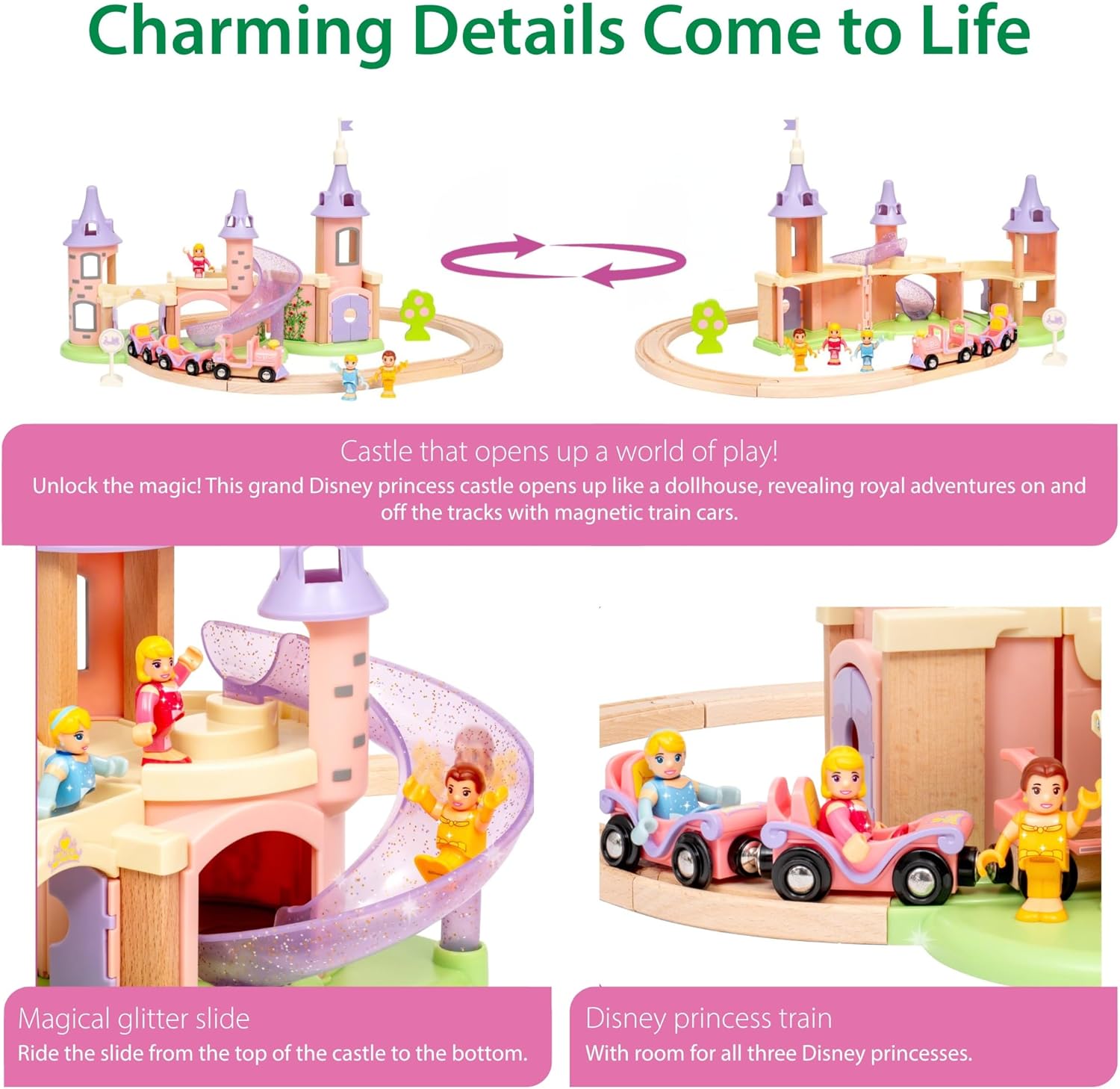 Detalle 2 de BRIO 33312 – Circuit Château Princesses/Disney Princesses, Coffret Complet 18 pièces