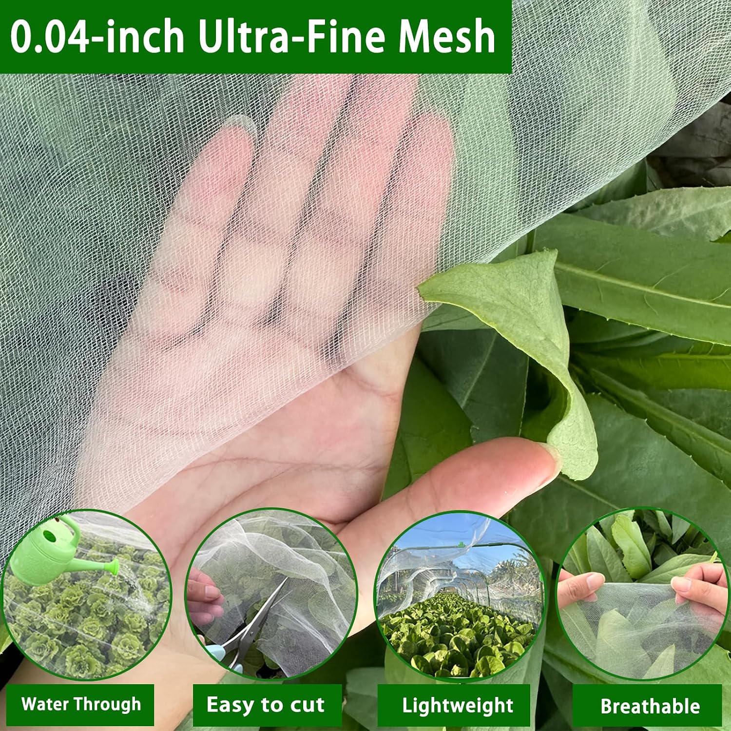 Detalle de Garden Mesh Netting Kit: 3x13M Fine Mesh Net with 8 Garden Hoops and 24 Clips for Pest Protection