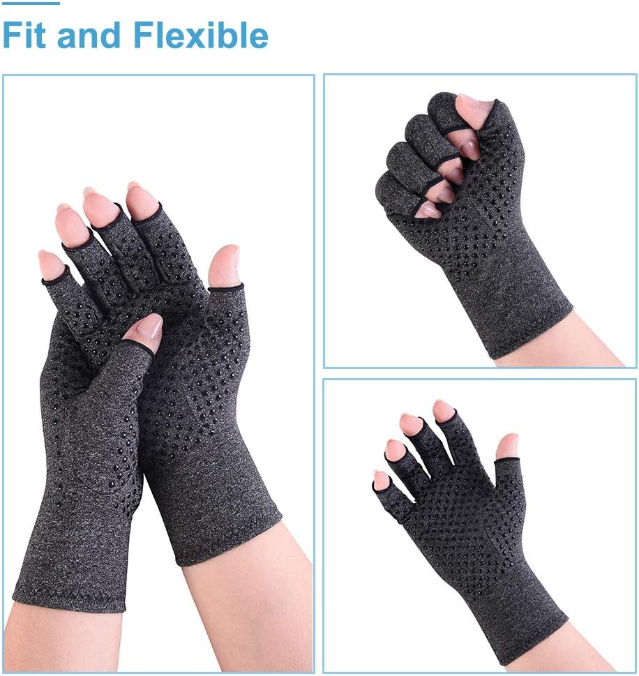 Thumbnail 5 de Donfri lot de 2 paires de gants de compression pour arthrite (mitaines) taille S noir