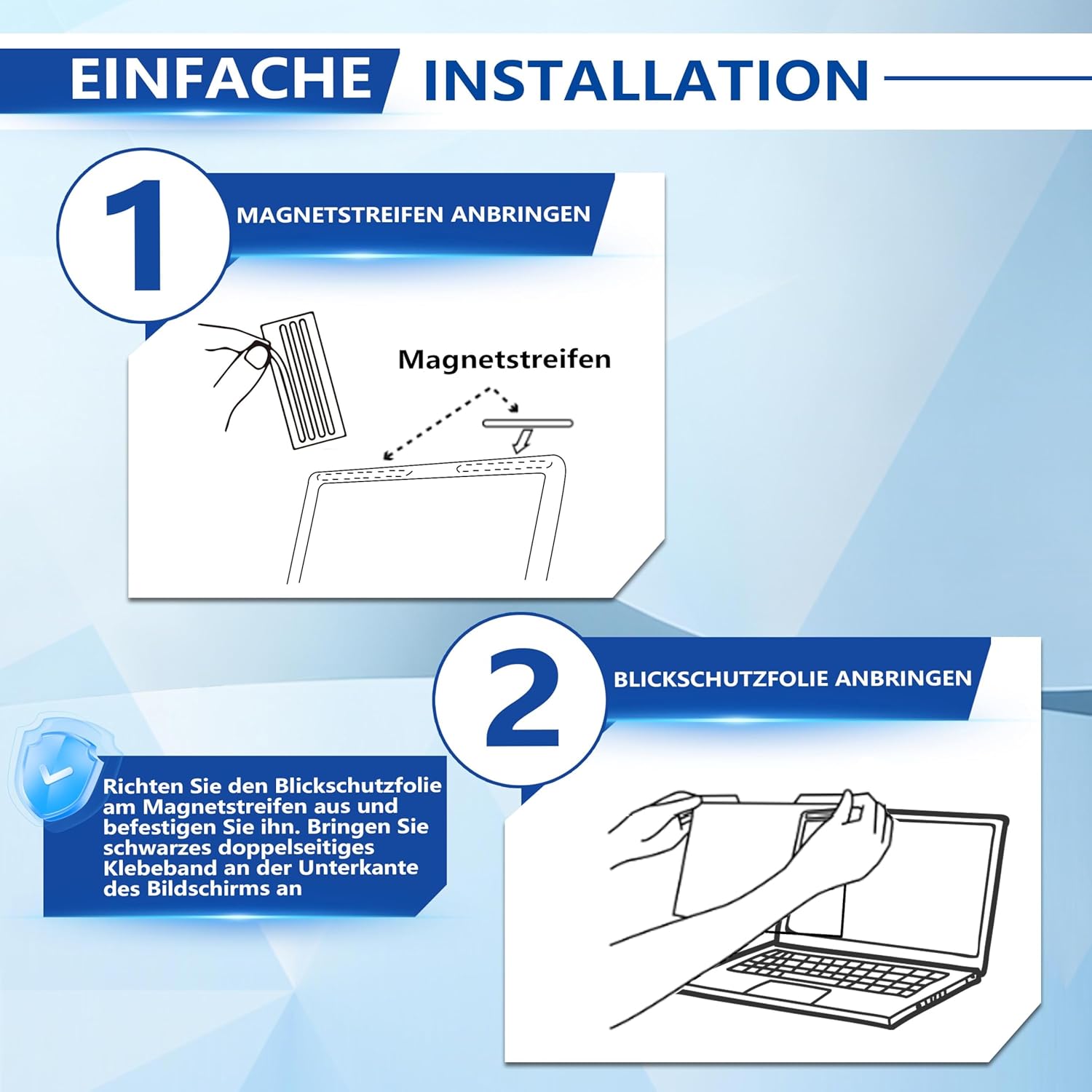 Detalle de Magnetische Laptop-Blickschutzfolie 14 Zoll 16:9 mit abnehmbarer Halterung – Kompatibel mit HP, Dell, Acer, Asus, Samsung & ThinkPad